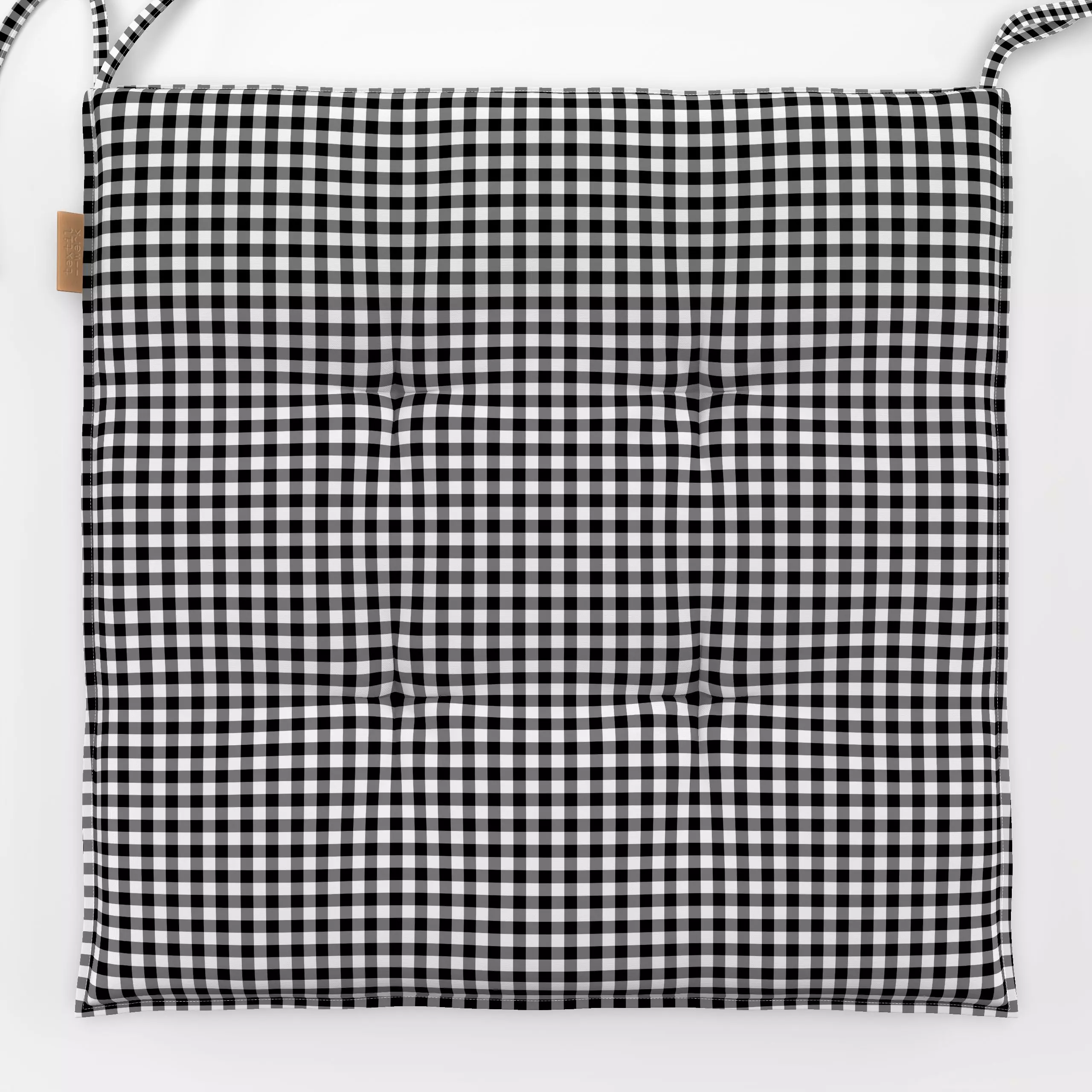 Sitzkissen Mini Checks Black and White - Symbole & Muster - von „Karen Menzenbach"; schwarz, minimal, abstrakt, Karo, Weiss,...