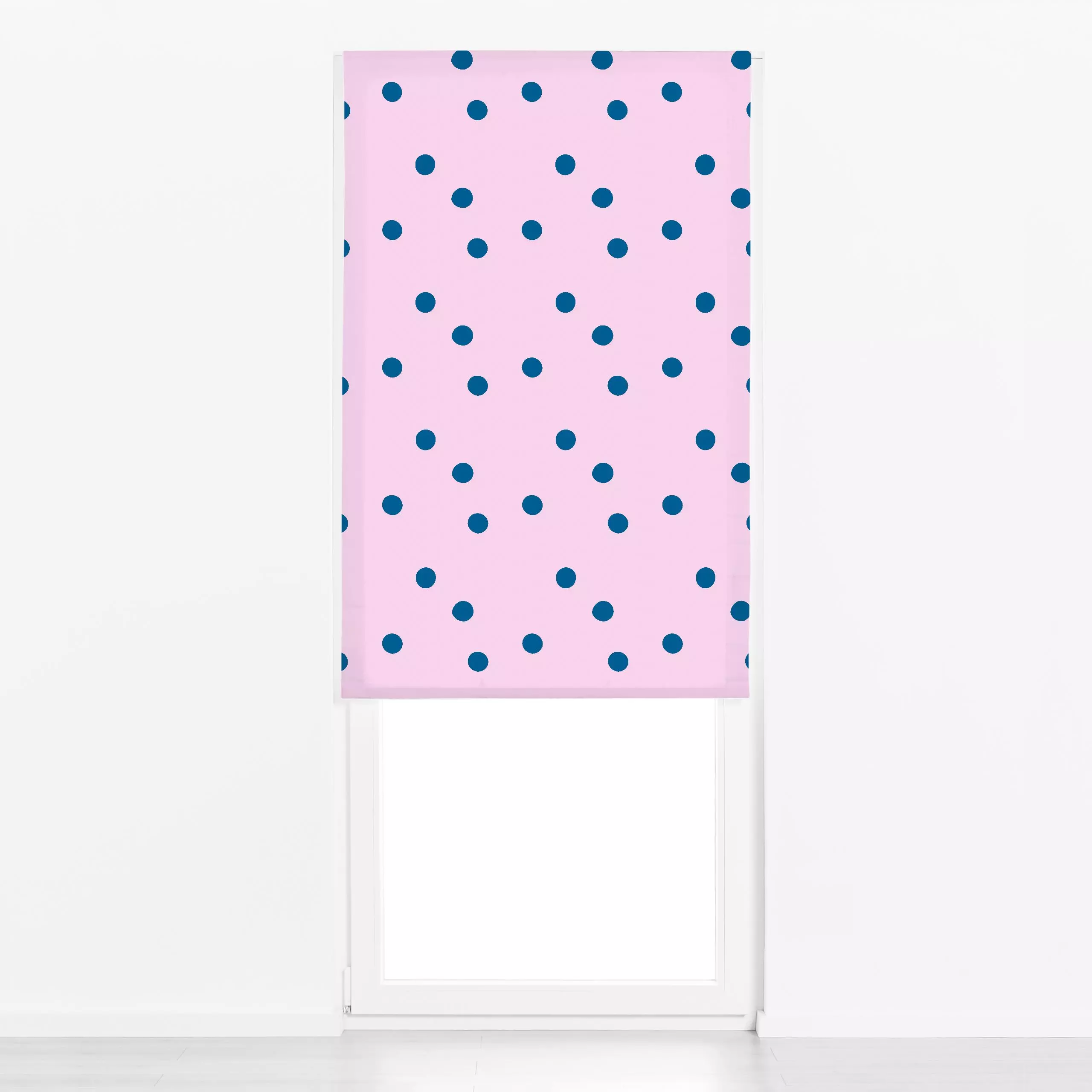 Raffrollo Blueberry rose - Symbole & Muster - von „Julia Reyelt"; minimal, Punkte, rosa, Blaubeeren, modern, blau, gepunktet...