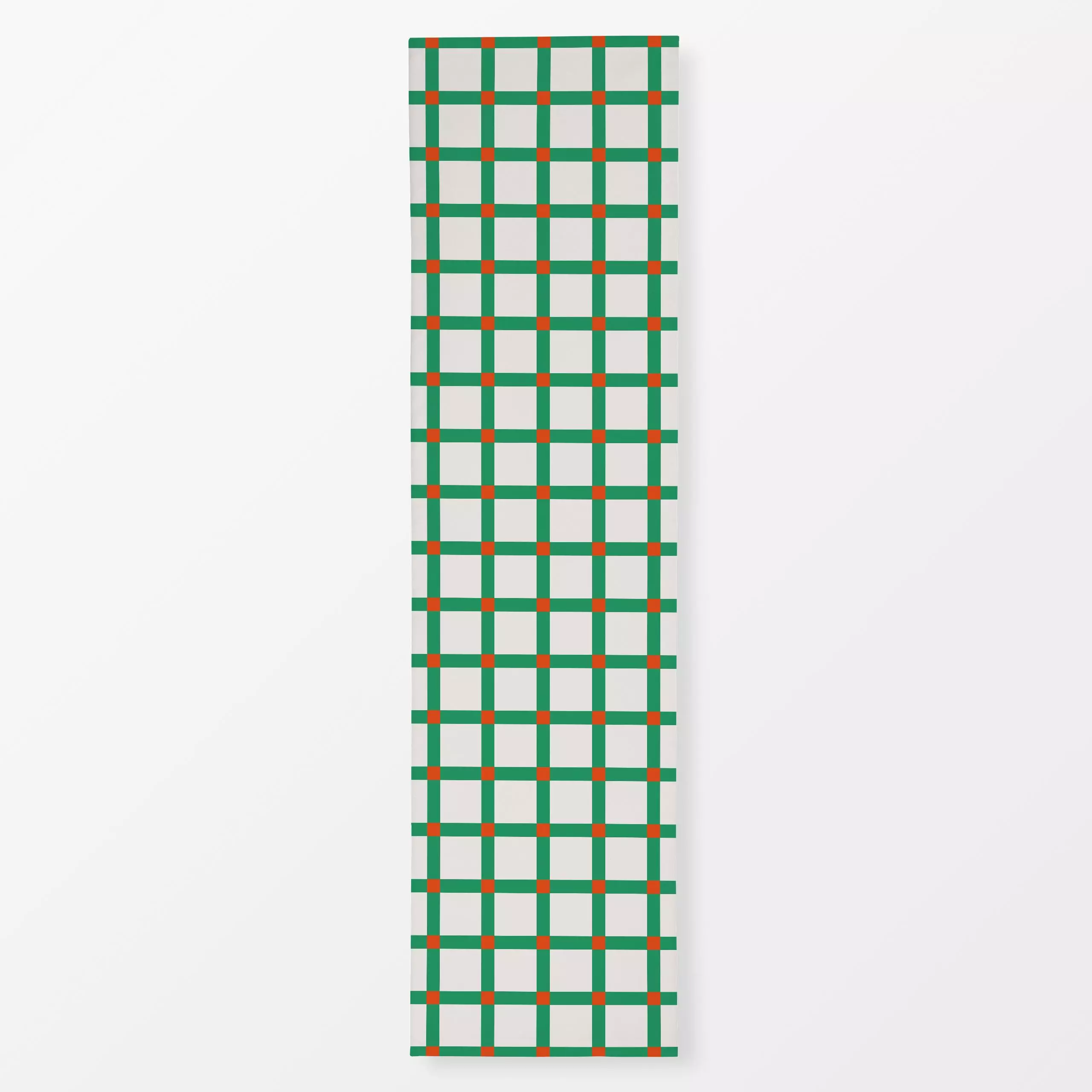 Tischläufer Karos hoch zwei | beige-grün - Weihnachten, Symbole & Muster - von „moDeern Design Studio"; Weihnachten, Karo, w...