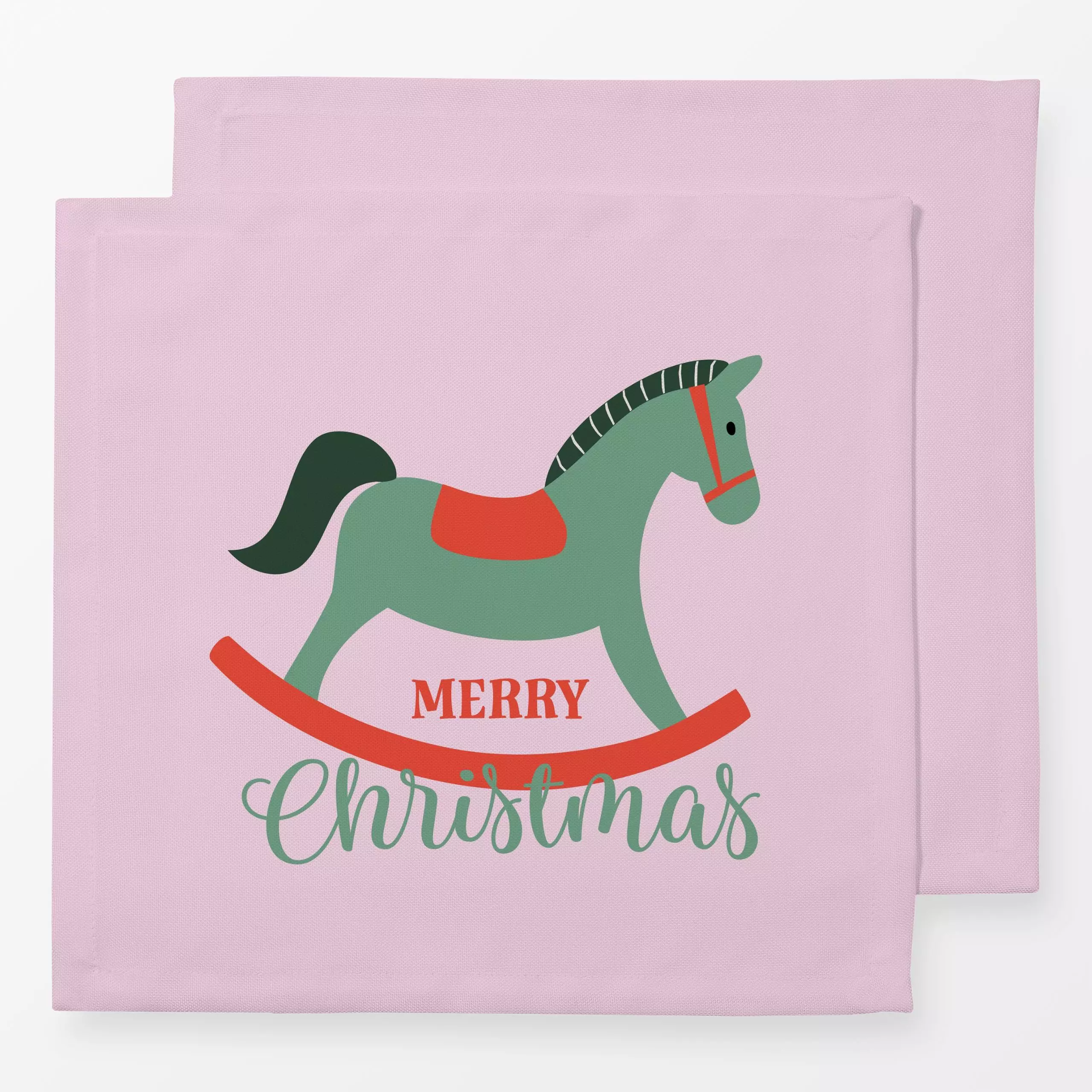 Servietten Weihnachten Schaukelpferd rosa - Sprüche & Schriftzüge, Weihnachten, Winter - von „Carolin Vonhoff"; Merry Christ...