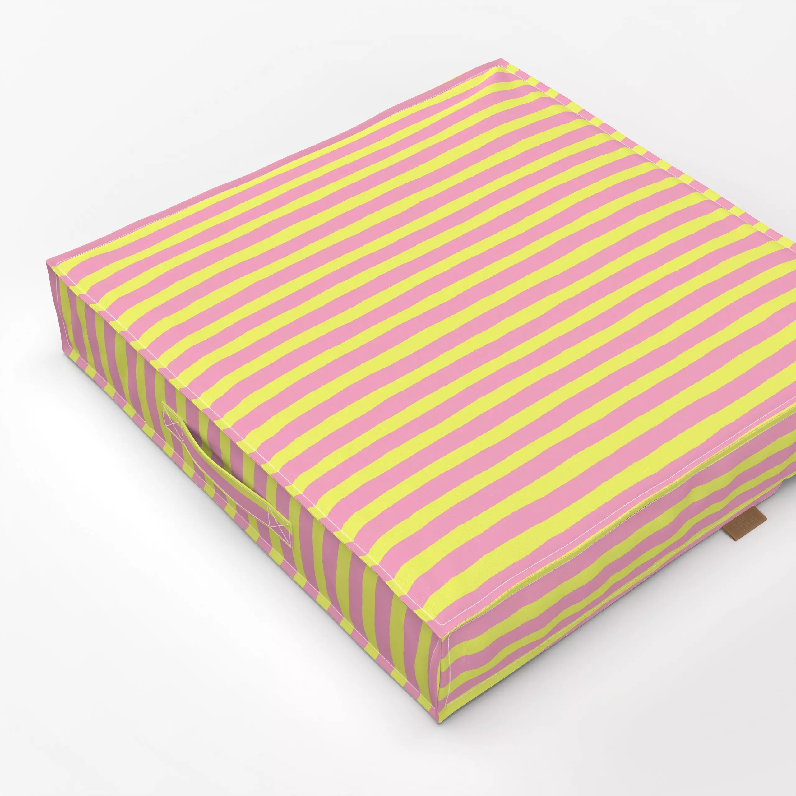 Bodenkissen Stripes Yellow Pink - Frühling, Sommer, Symbole & Muster - von „Janna Schipper"; Linien, Streifen, Sommer, summe...