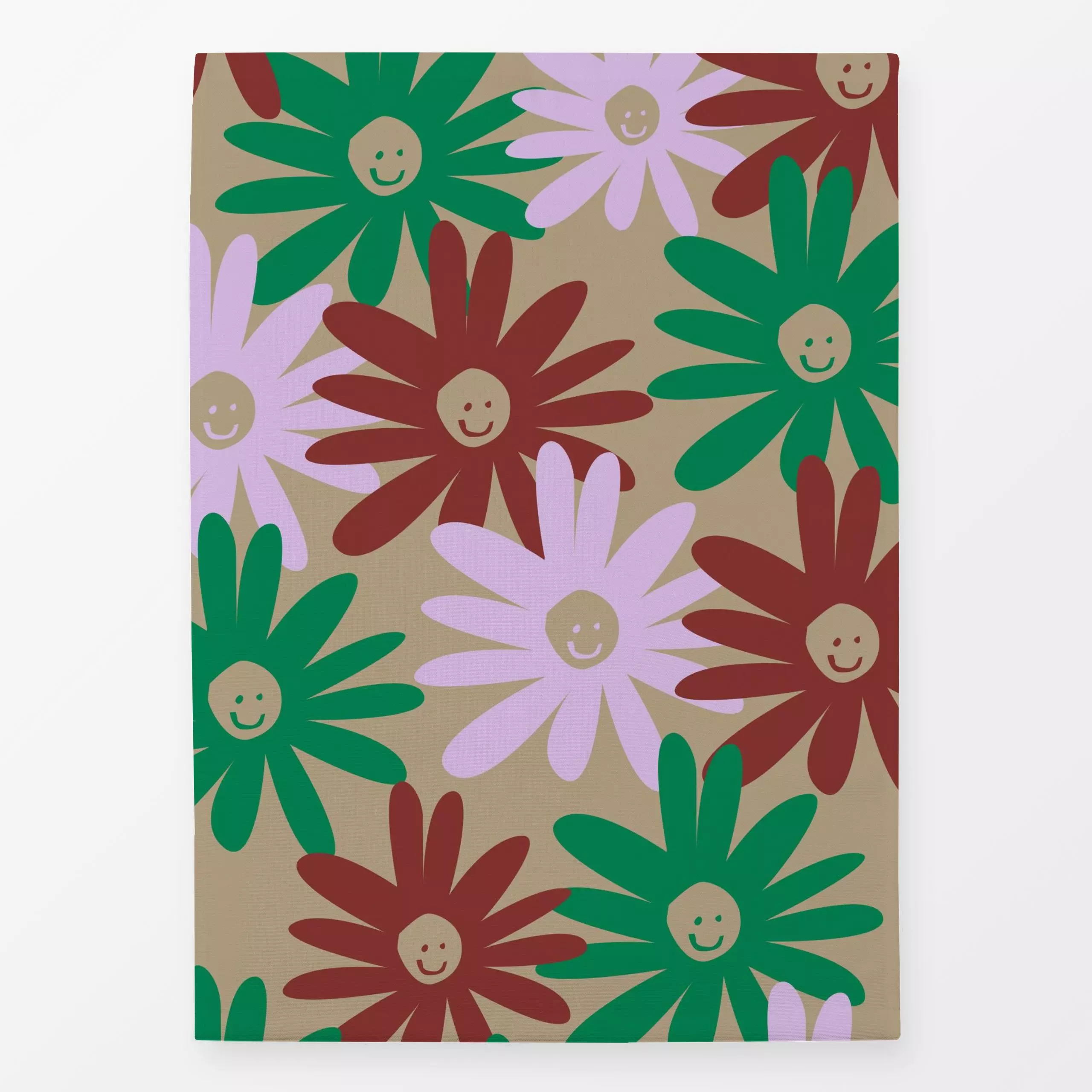 Geschirrtücher Happy Flowers grün - Blumen & Florales - von „Helena Ravenne Illustration & Design"; Muster, Blumen, Smiley, ...