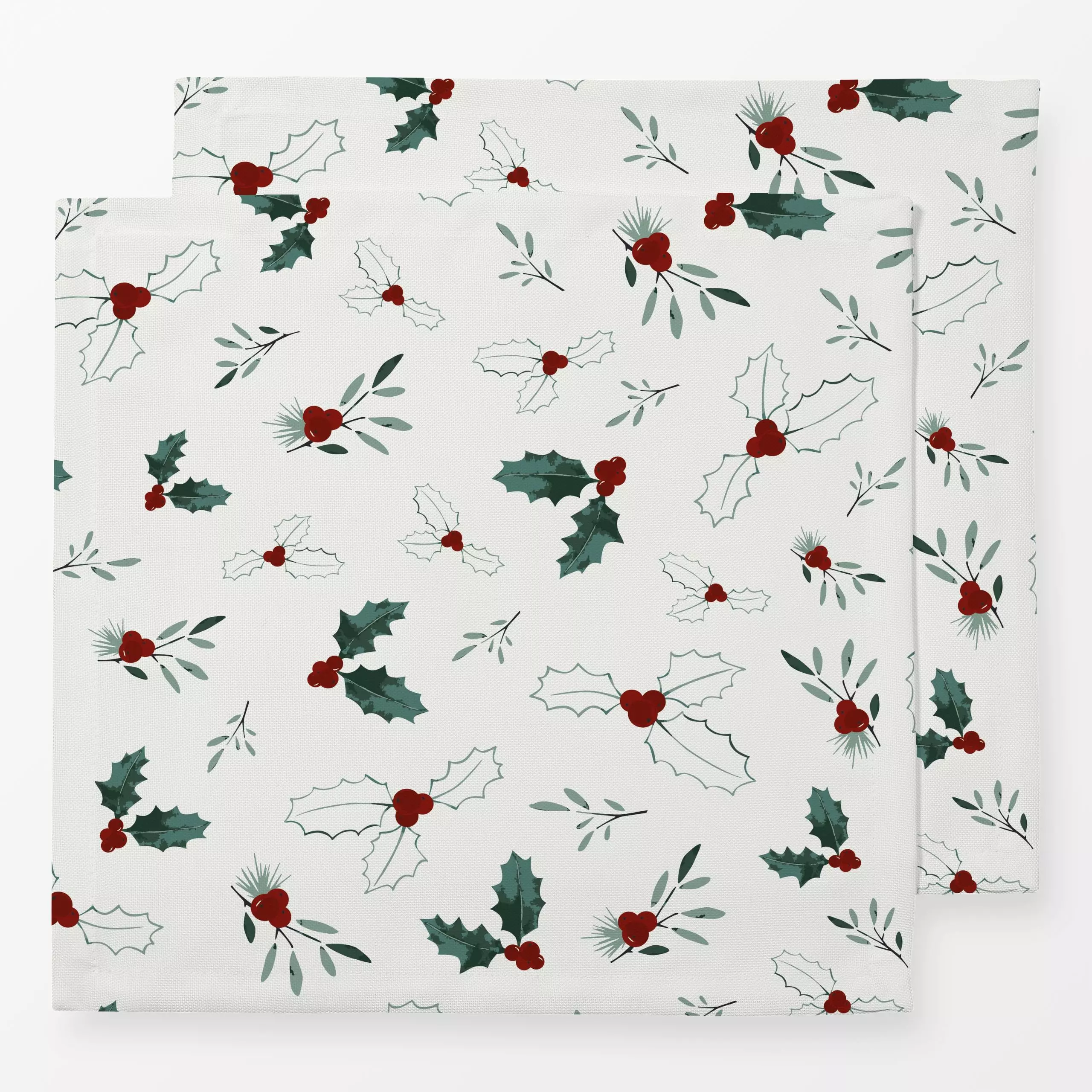 Servietten Christmas Greenery - Weihnachten, Pflanzen & Botanik - von „Katrin Graff"; Beeren, Geschenk, weihnachtlich, Weihn...