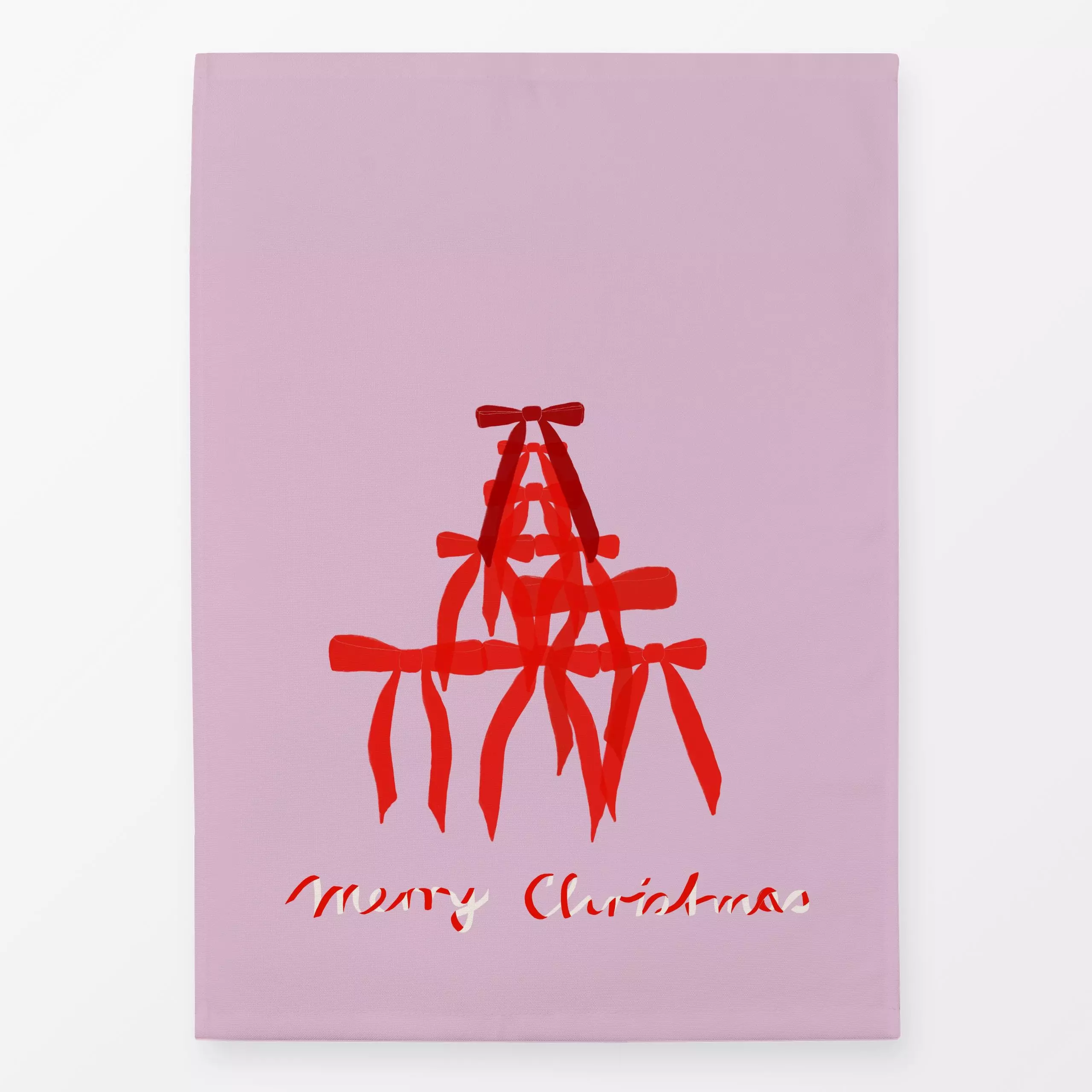 Geschirrtücher Schleifenbaum Rot Rosa - Sprüche & Schriftzüge, Weihnachten - von „Sophie Augustin Illustration"; Merry Chris...