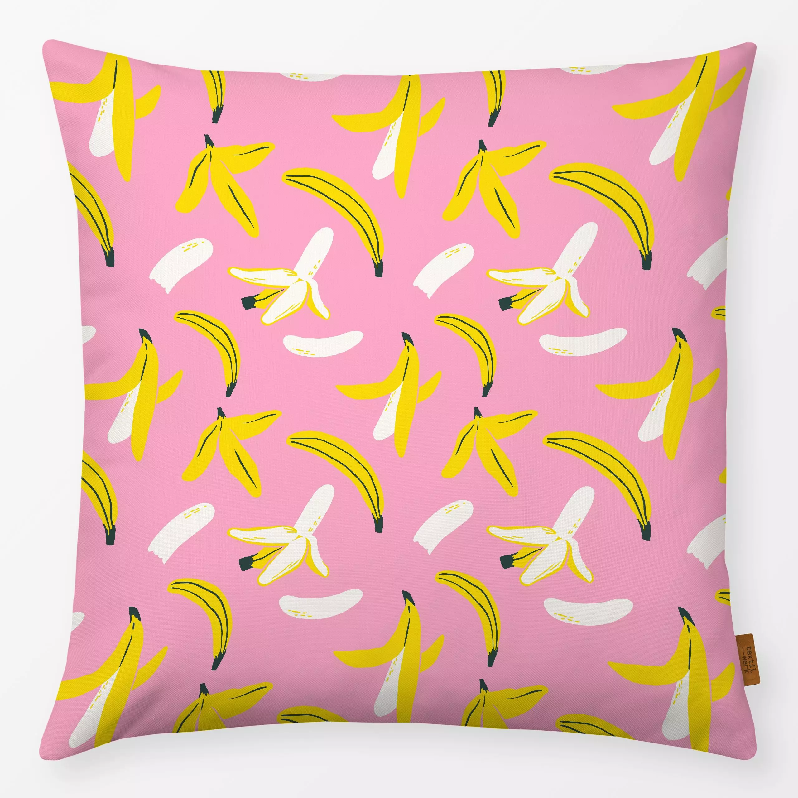 Kissen Bananas pink - Sommer, Küche, Essen & Trinken, Früchte - von „Janna Schipper"; rosa, Bananen, Früchte, tropical, nied...