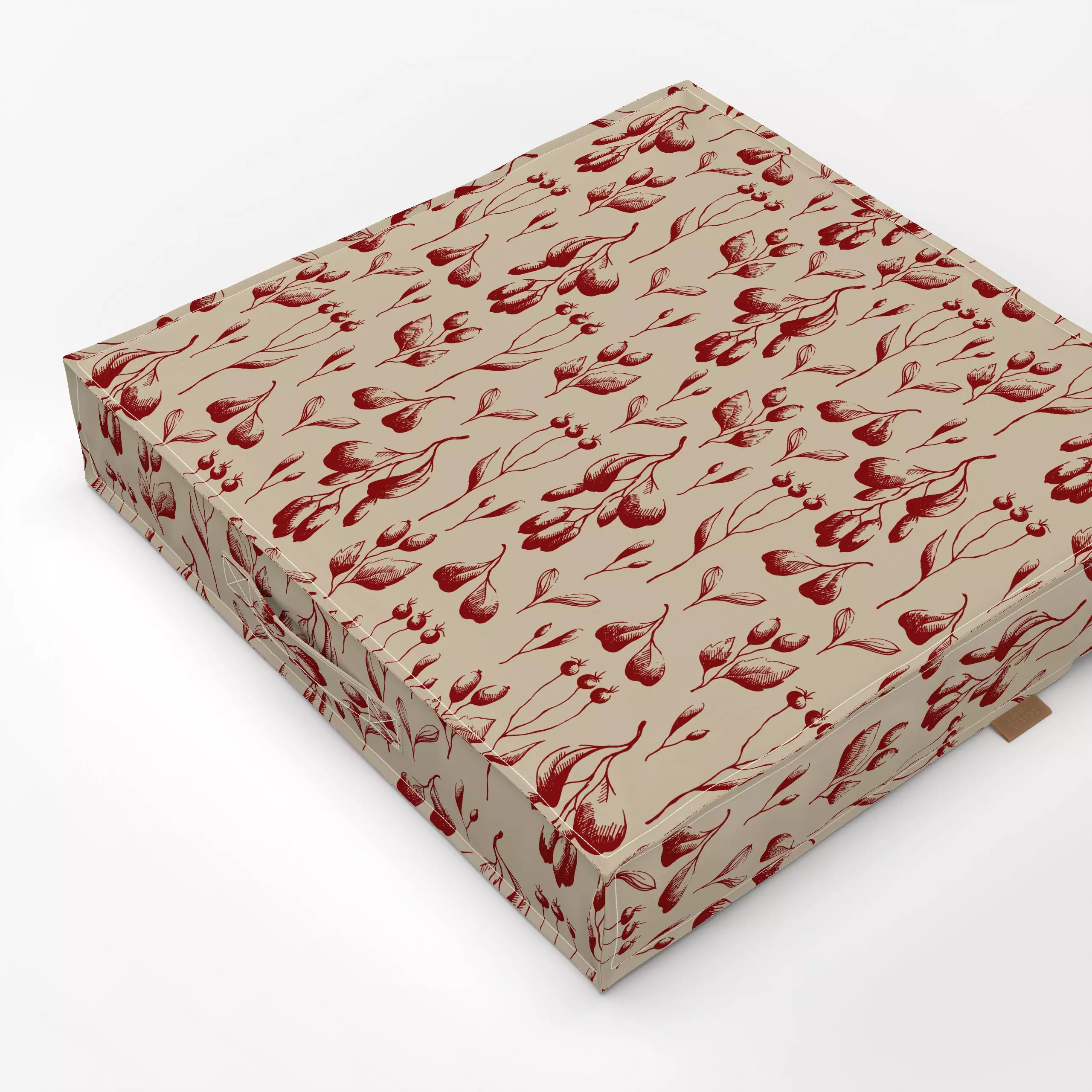 Bodenkissen Mistelzweige rot auf sand - Blumen & Florales, Weihnachten, Winter - von „Uta Naumann"; boho, Muster, Beeren, vi...