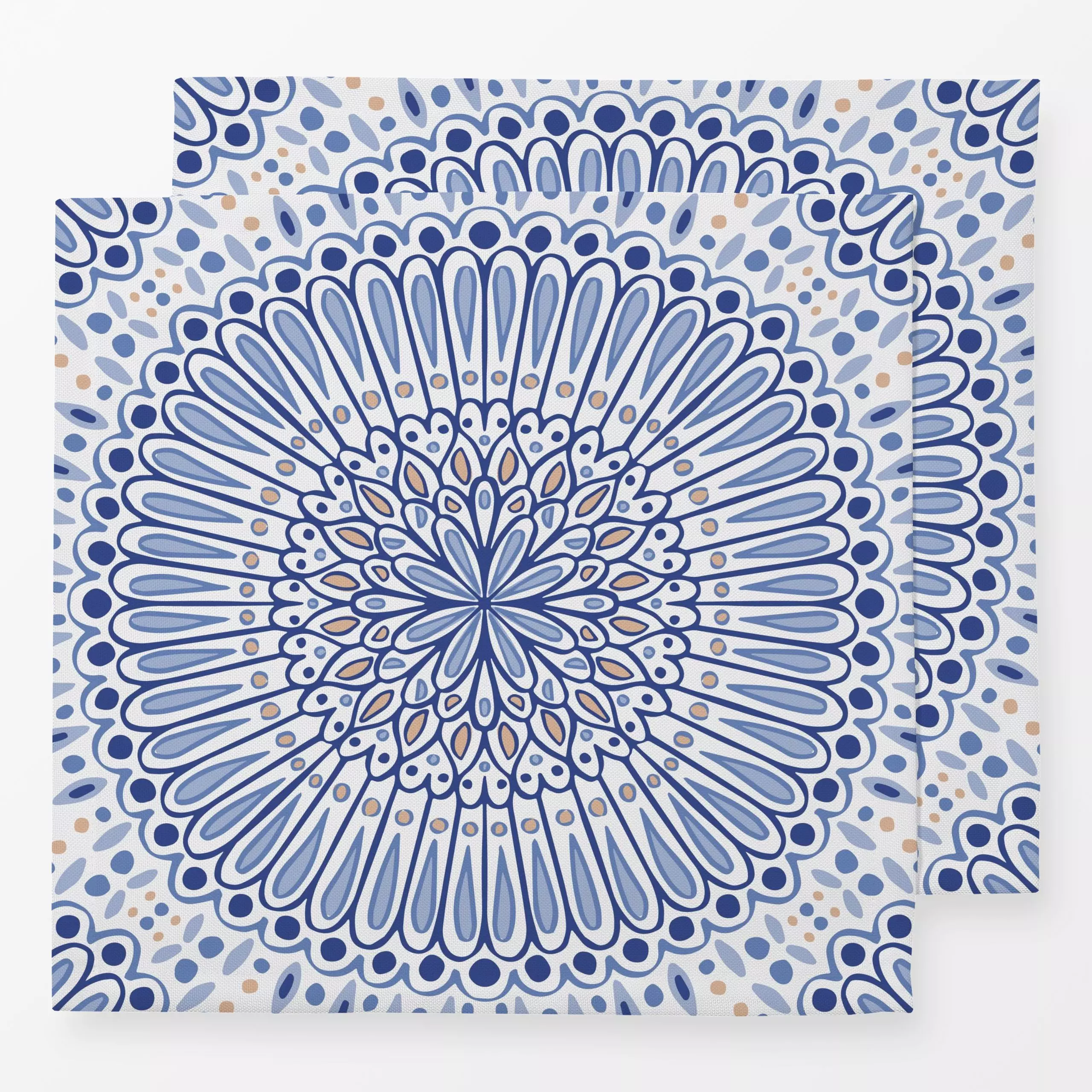 Servietten Mandala blau - Sommer, Symbole & Muster - von „Kathrin Woo"; Muster, abstrakt, Geometrisch, Hygge, modern, Sommer...