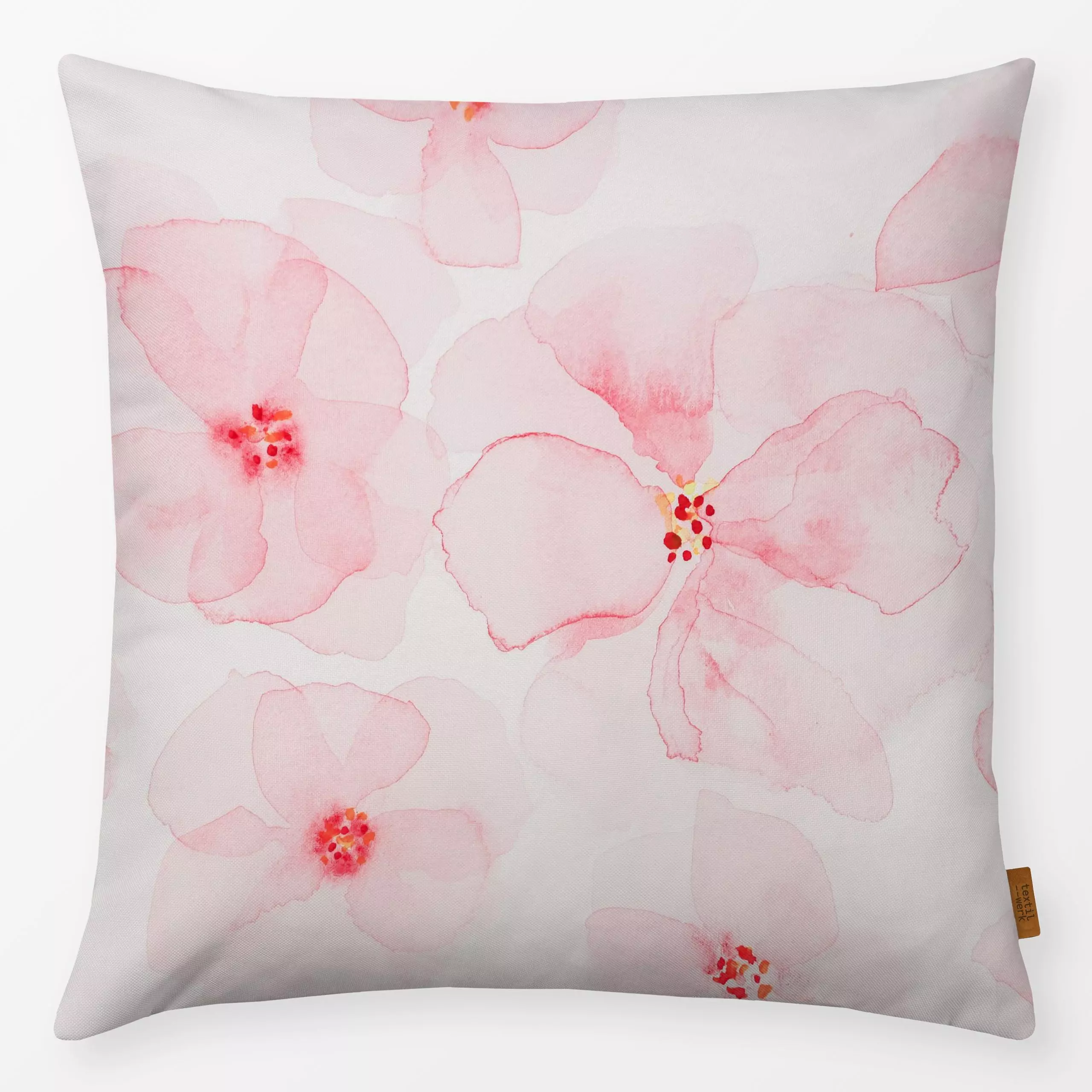 Kissen Pink Spring flowers - Blumen & Florales - von „Ingrid Beddoes"; Wasserfarben, minimal, skandinavisch, Botanical, flor...