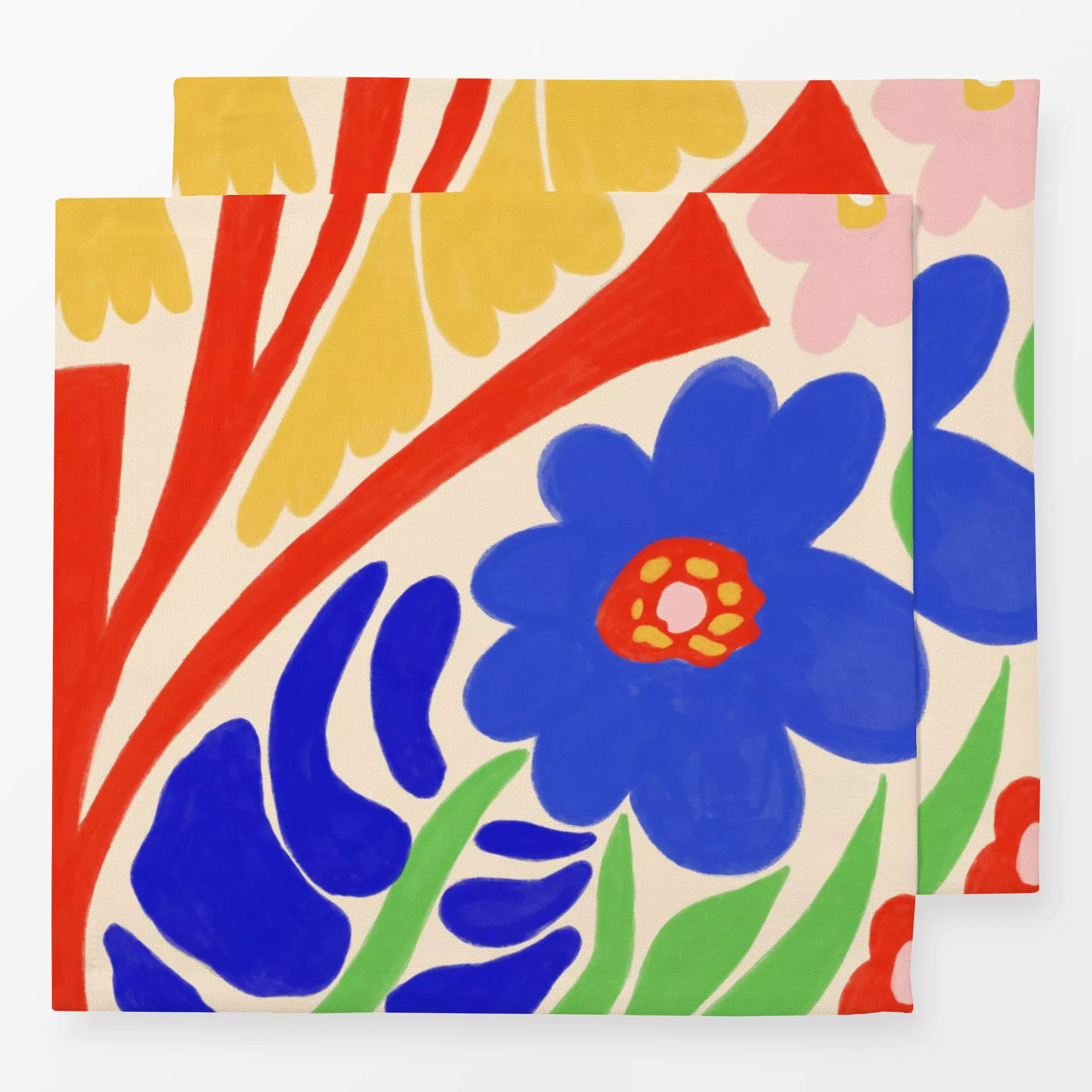 Servietten Bunter Blumengruß - Symbole & Muster, Pflanzen & Botanik - von „Ursula Tücks"; Gouache, Zeichnung, Blumen, Abstra...