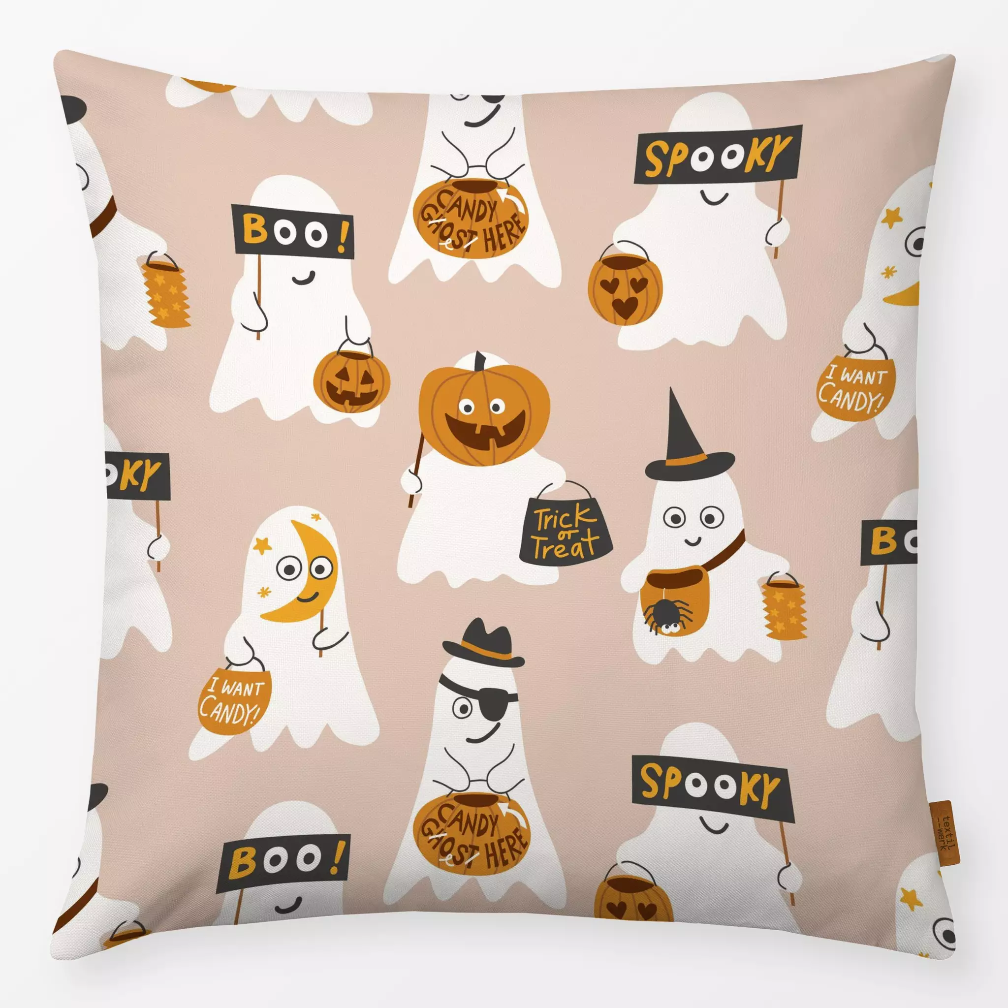 Kissen Kissen Cheeky Ghosts hellbraun beige