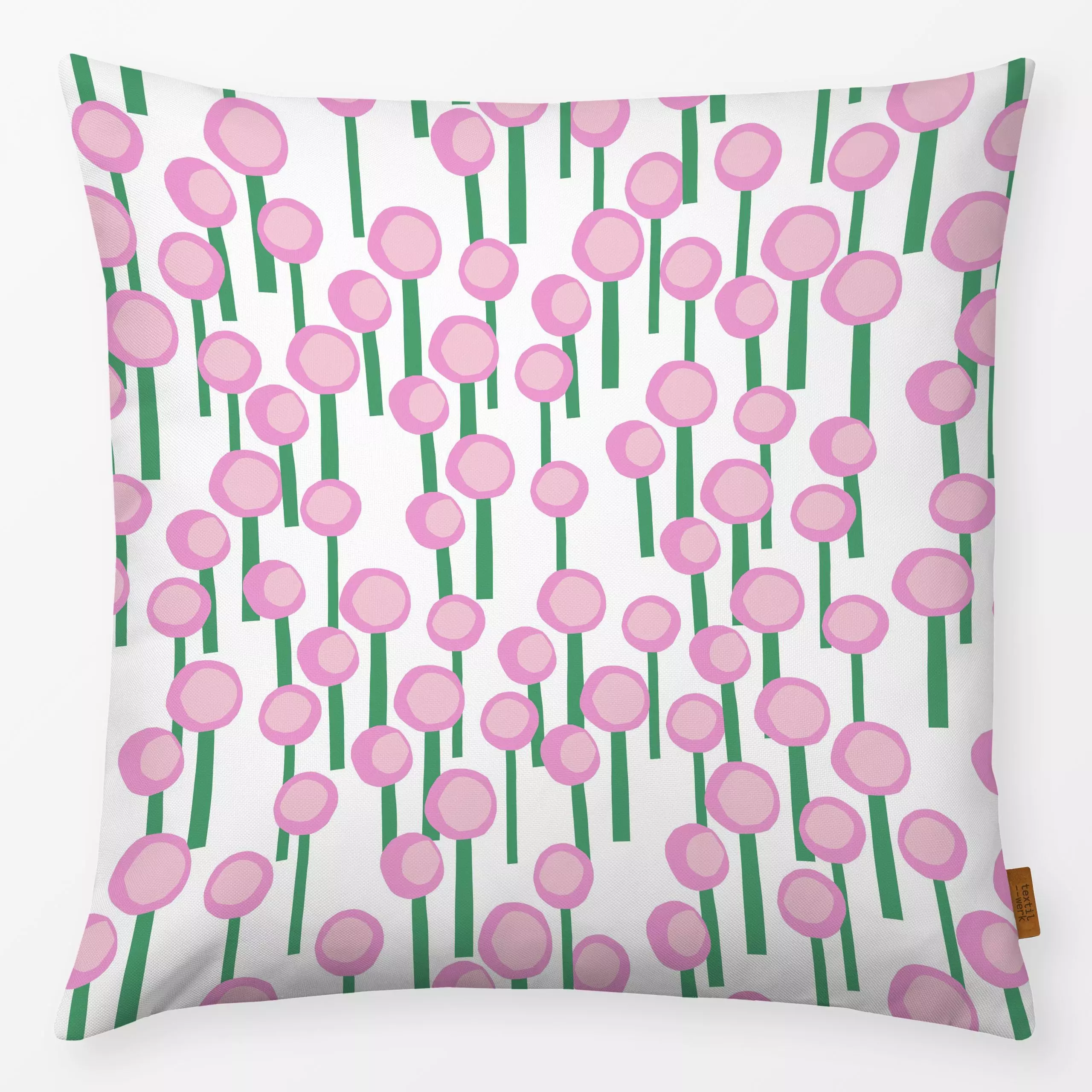 Kissen Blumenfeld Rosa - Blumen & Florales, Frühling, Symbole & Muster - von „Lisa Jasmin Bauer"; Muster, rosa, Blumen, Somm...