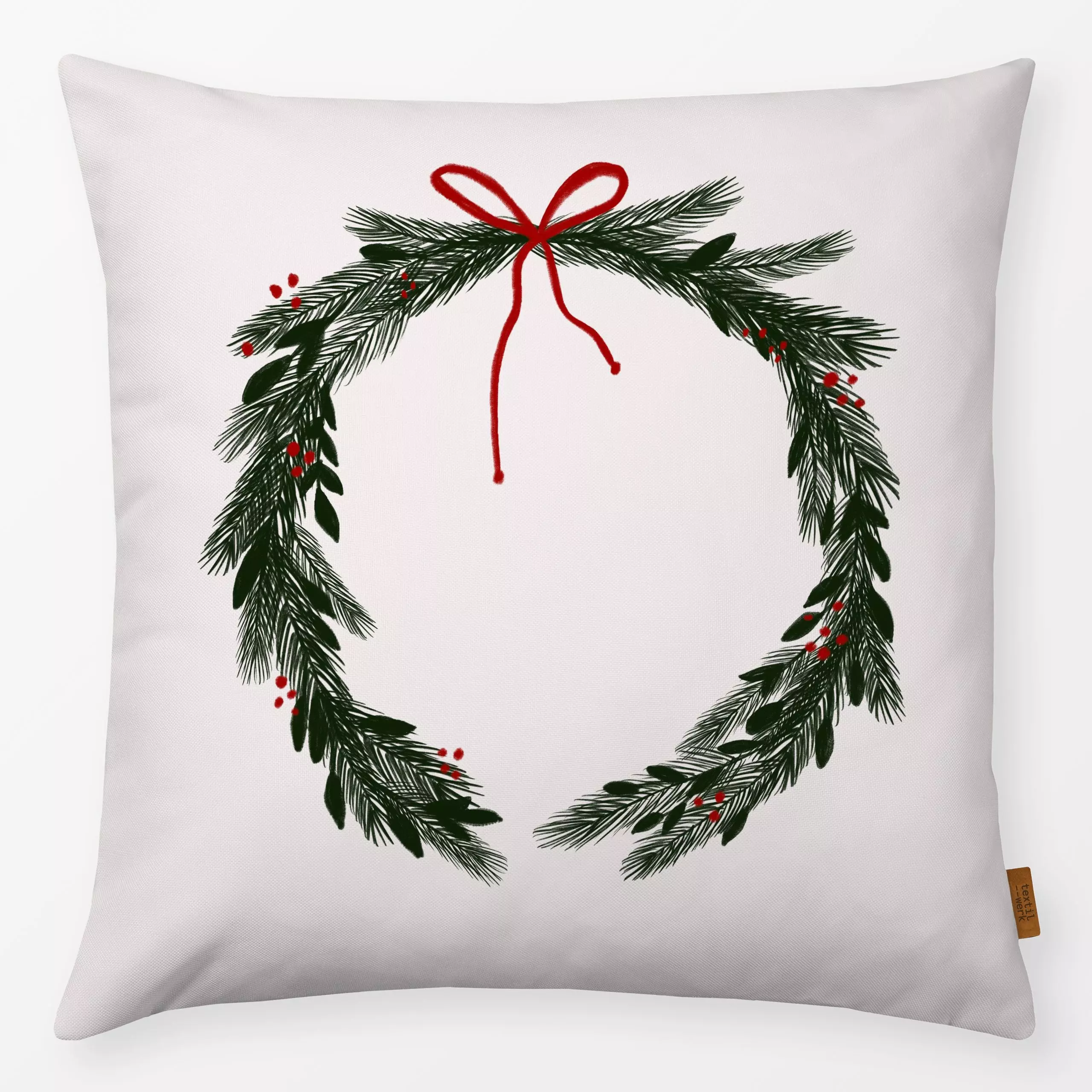 Kissen Weihnachtskranz - Weihnachten, Anlässe - von „Sophie Augustin Illustration"; Weihnachten, weihnachtlich, weihnachtskr...