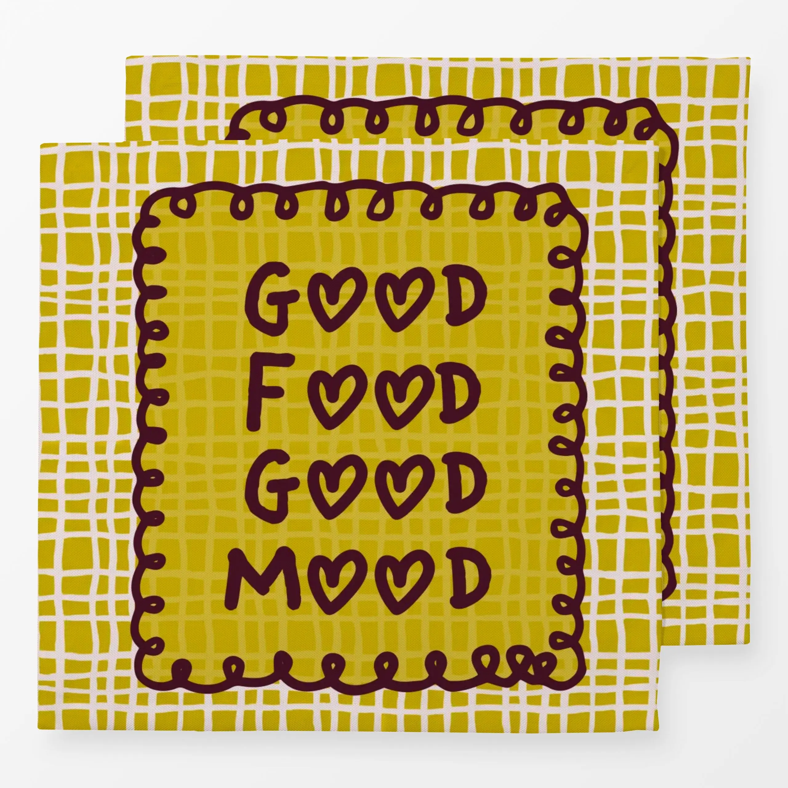 Servietten Good-Food-Good-Mood - Herbst, Sommer, Sprüche & Schriftzüge - von „Malou Studio"; Muster, abstrakt, typografie, s...