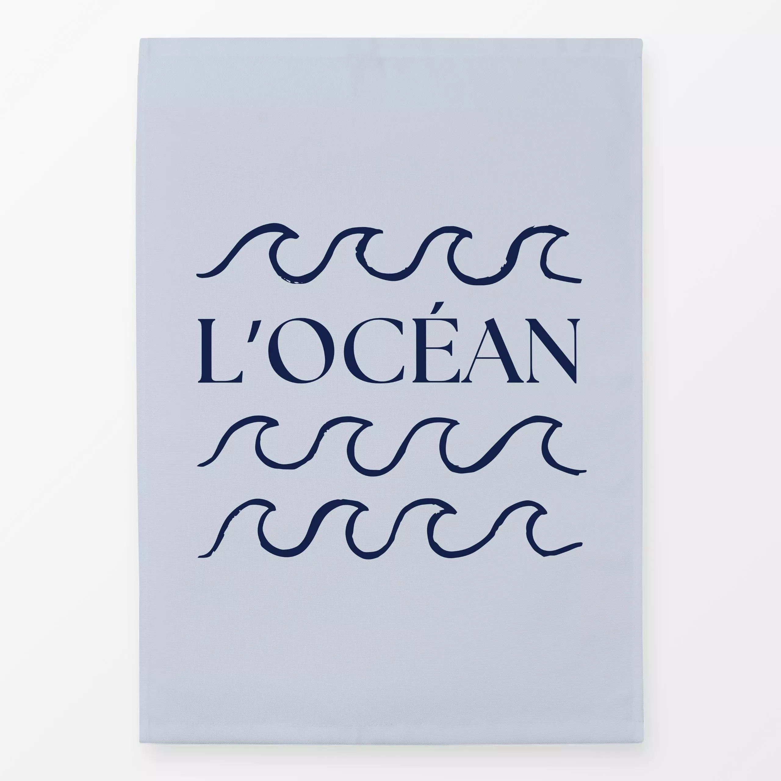 Geschirrtücher L'Océan - Sommer, Sprüche & Schriftzüge - von „Barlena"; Ozean, Meer, Sommer, Urlaub, wellen, minimalistisch,...