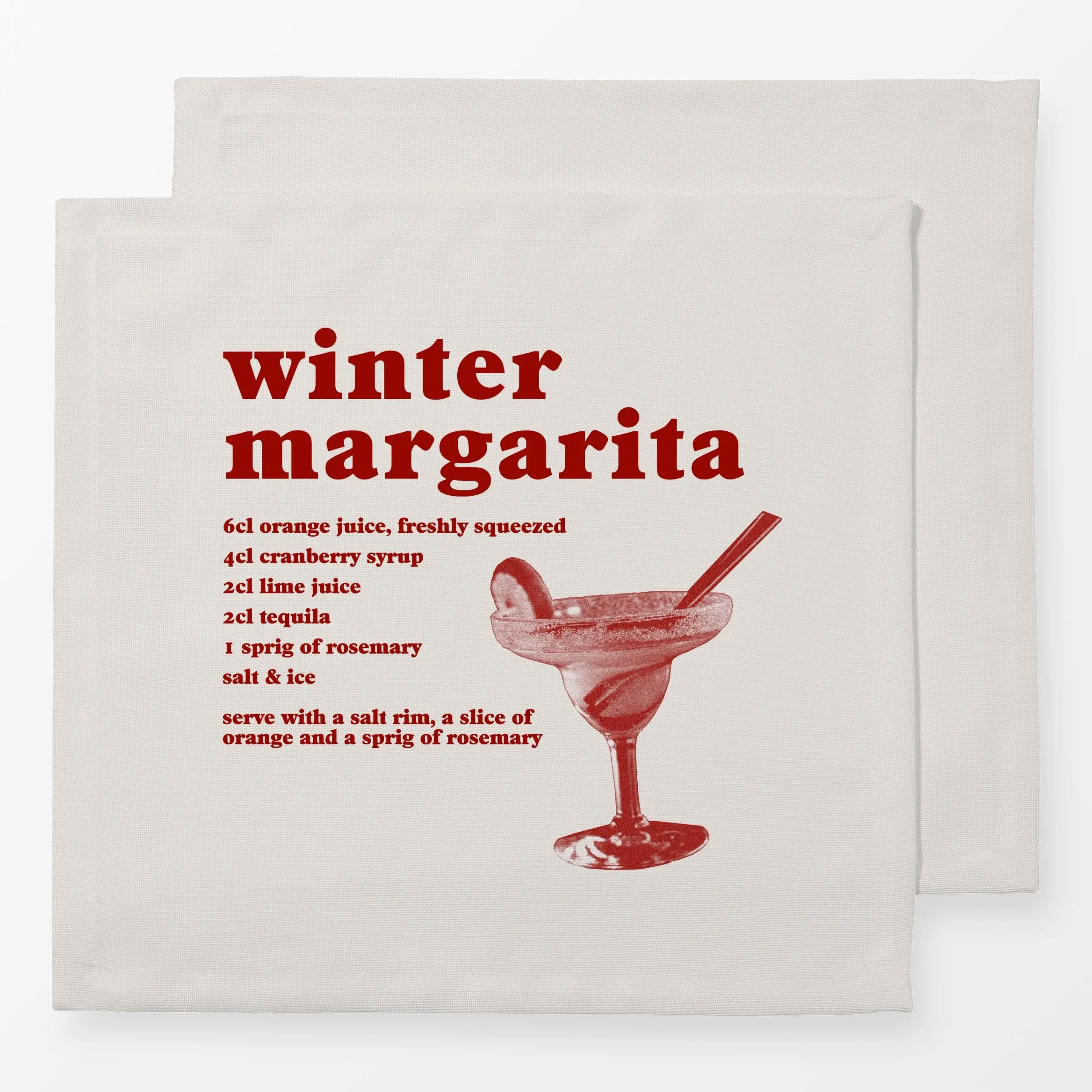 Servietten Cocktail Winter Margarita - Winter, Küche, Essen & Trinken - von „textilwerk"; Retro, Weihnachten, geschenkidee, ...