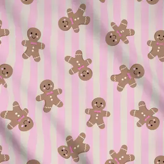Meterware Lebkuchen rosa Streifen