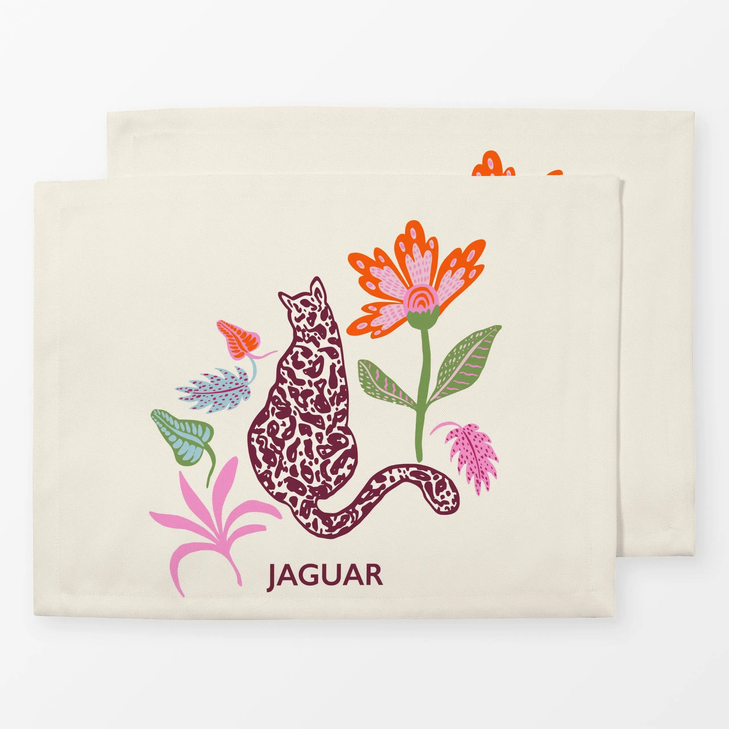 Tischset Jaguar pink, Blumen, tropisch, Tiere, Sommer, von Patries Elisabeth