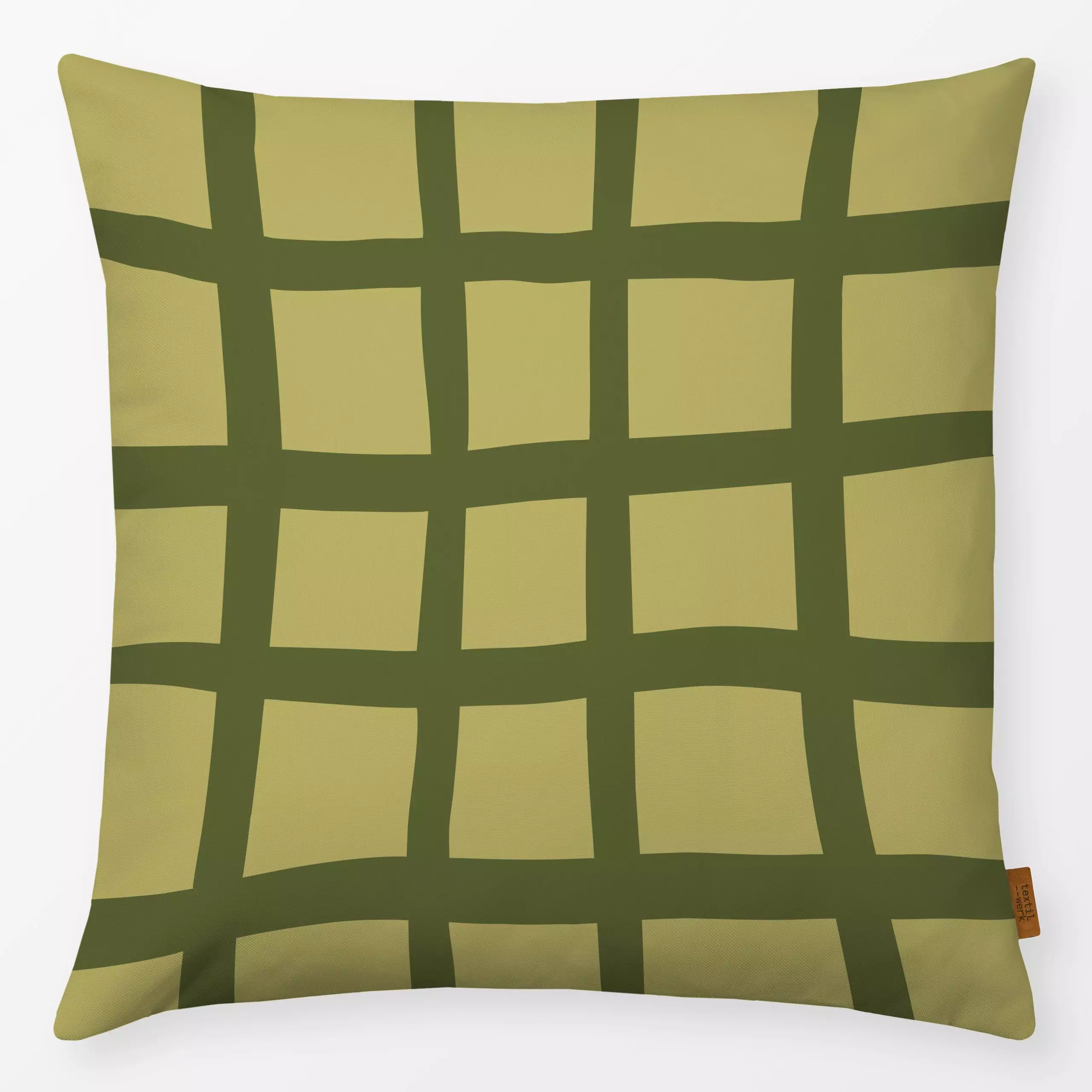 Kissen Gitter Green - Sommer, Symbole & Muster - von „textilwerk"; Muster, Sommer, grid, gitter, summer, pattern, Picknick, ...