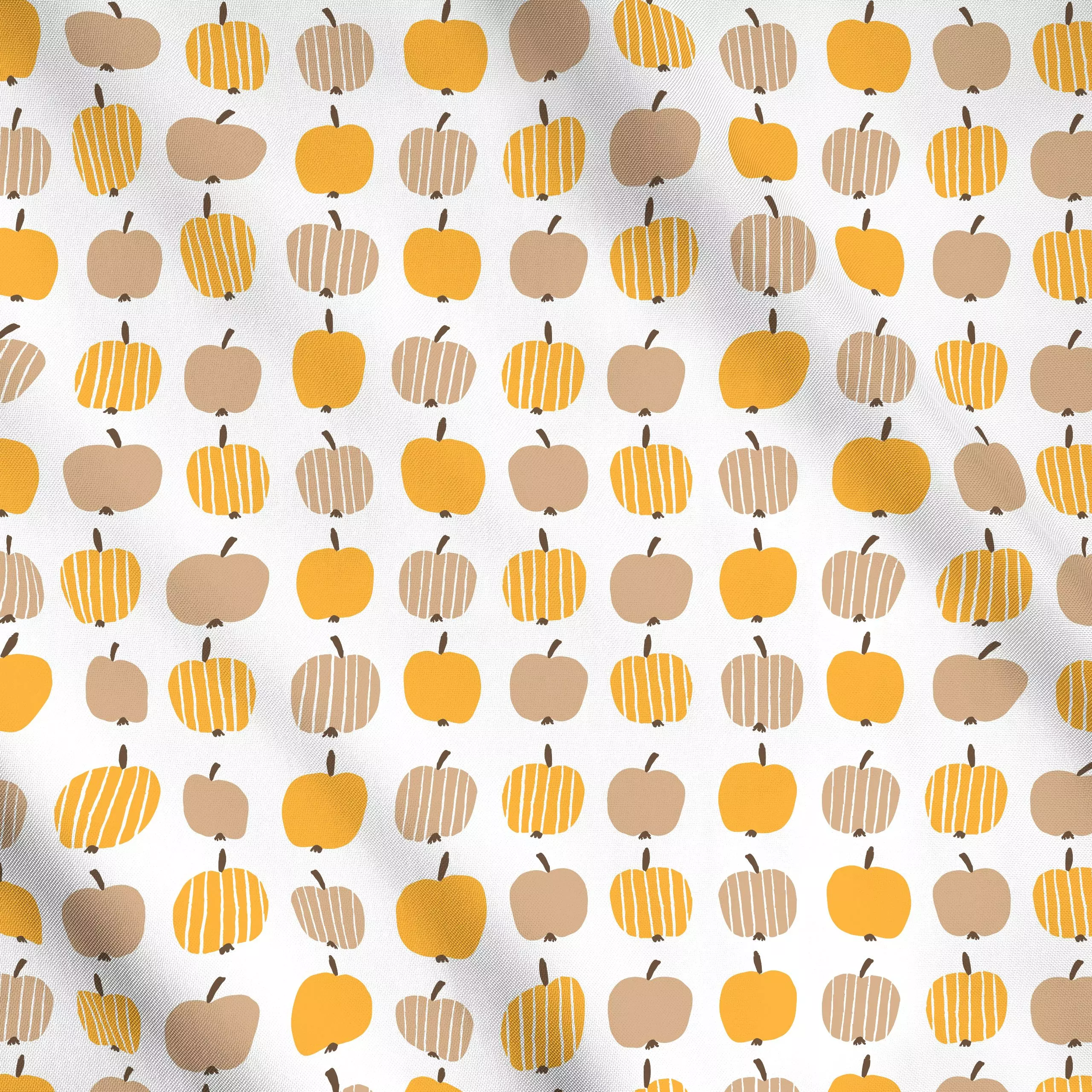 Meterware Skandi Äpfel Gelb / Beige - Herbst, Küche, Essen & Trinken, Früchte - von „Mareen Heinz"; Obst, Muster, Illustrati...