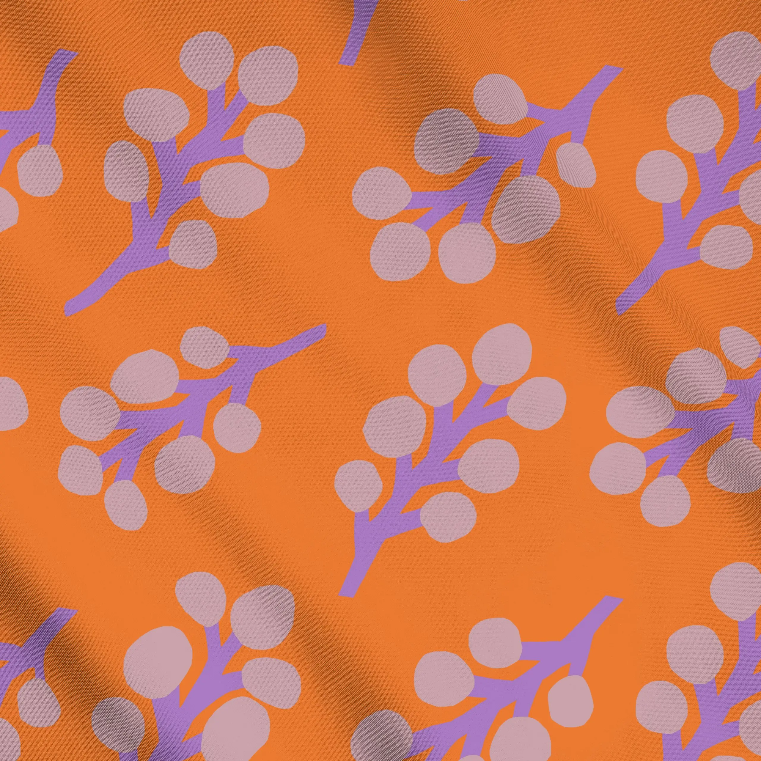 Meterware Frühling Zweige Muster orange, Blumen, Frühling, von Iris Knabenschuh Textildesign