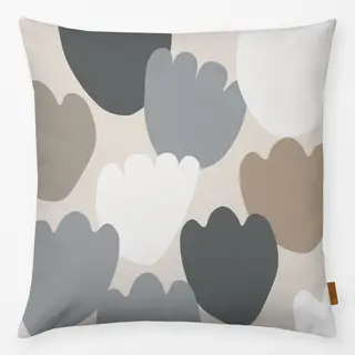 Kissen Tulpenwiese Grau Auf Beige