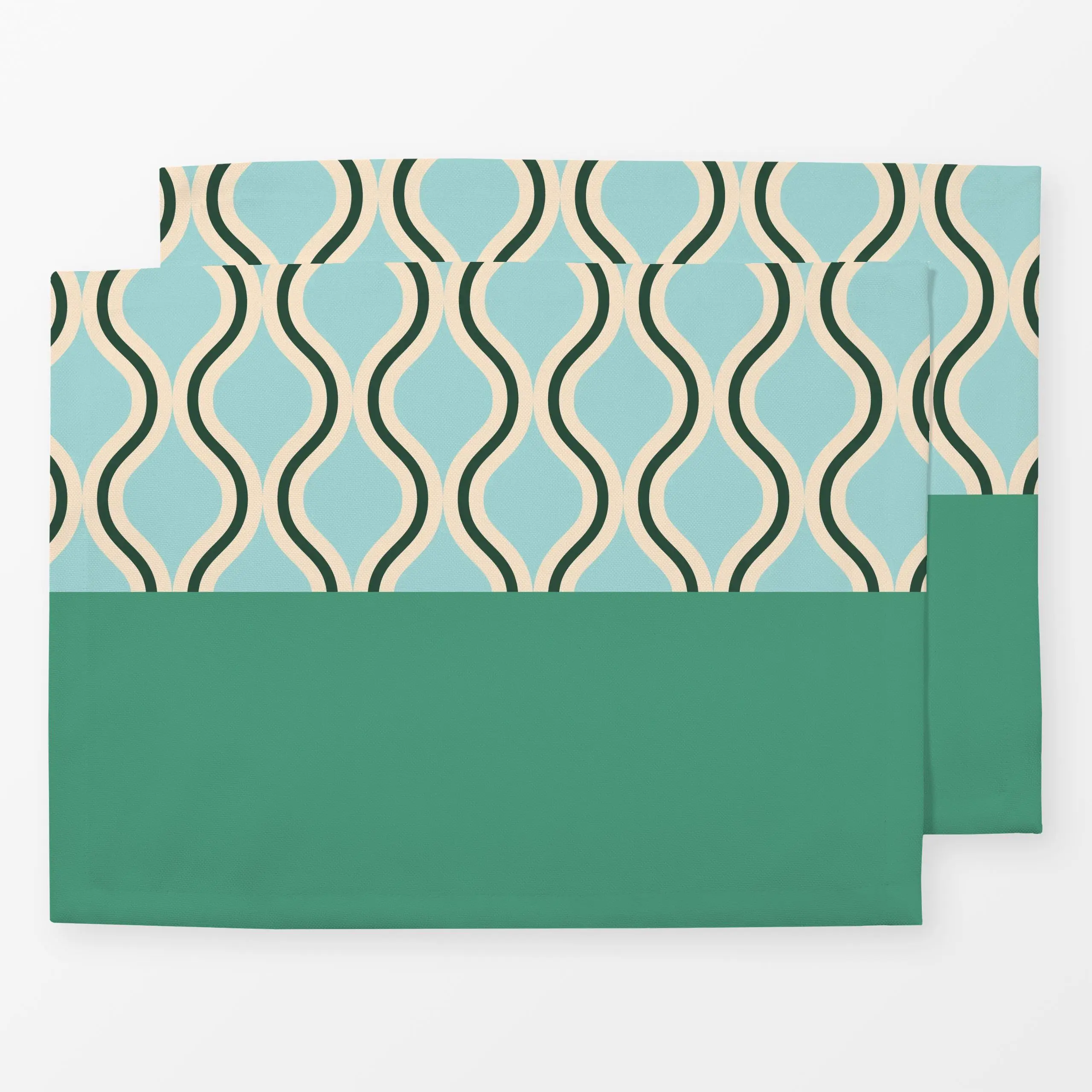 Tischset Wellen Fliesen hellblau mint - Symbole & Muster - von „Julia Schumacher“; mint, hellblau, colorful, colorblocking, ...