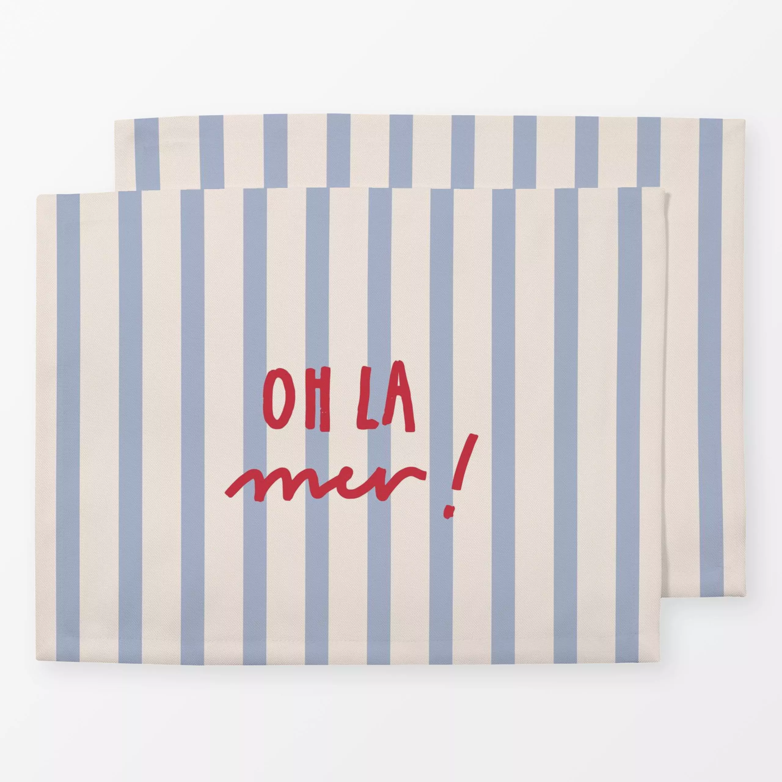 Tischset Oh la Mer blau, Spruch, Sommer, von Kruth Design
