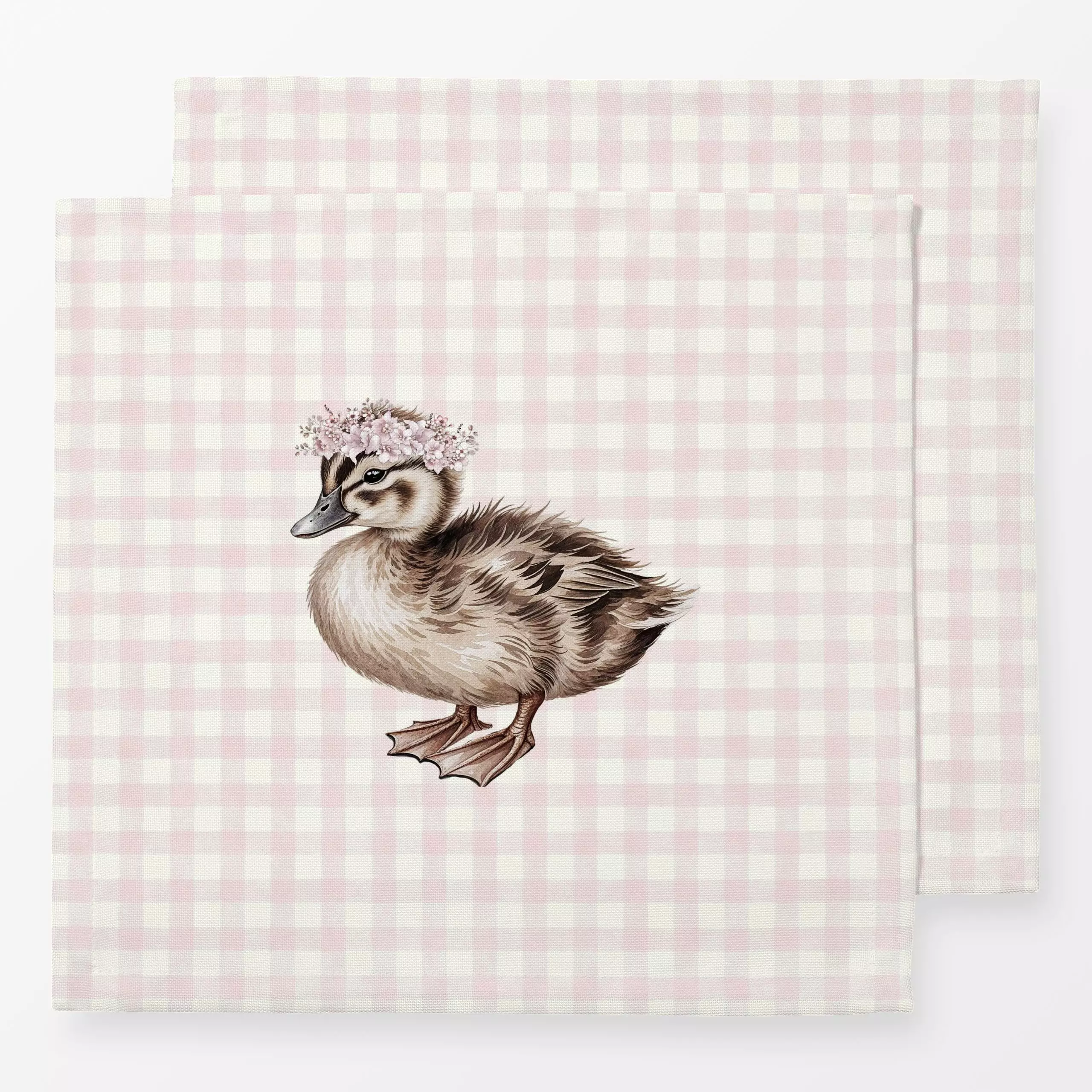 Servietten Ente Küken Vichy Rosa Karo - Frühling, Kinderzimmer & Motive für Kinder, Ostern - von „Monika Strigel"; Ente, nie...