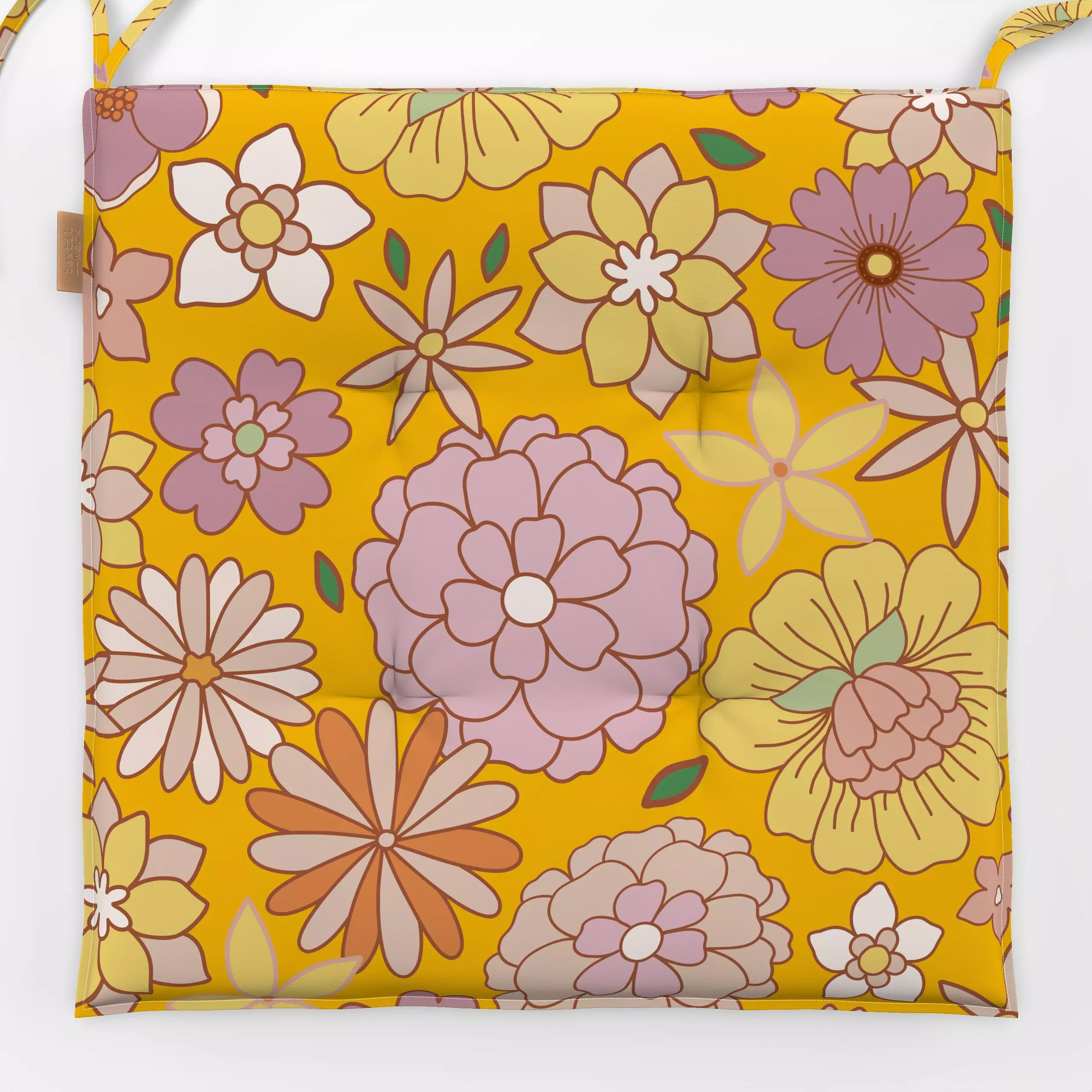Sitzkissen Retro 70s Flowers - Blumen & Florales, Sommer, Pflanzen & Botanik - von „Uta Naumann"; boho, Natur, Blumen, Retro...