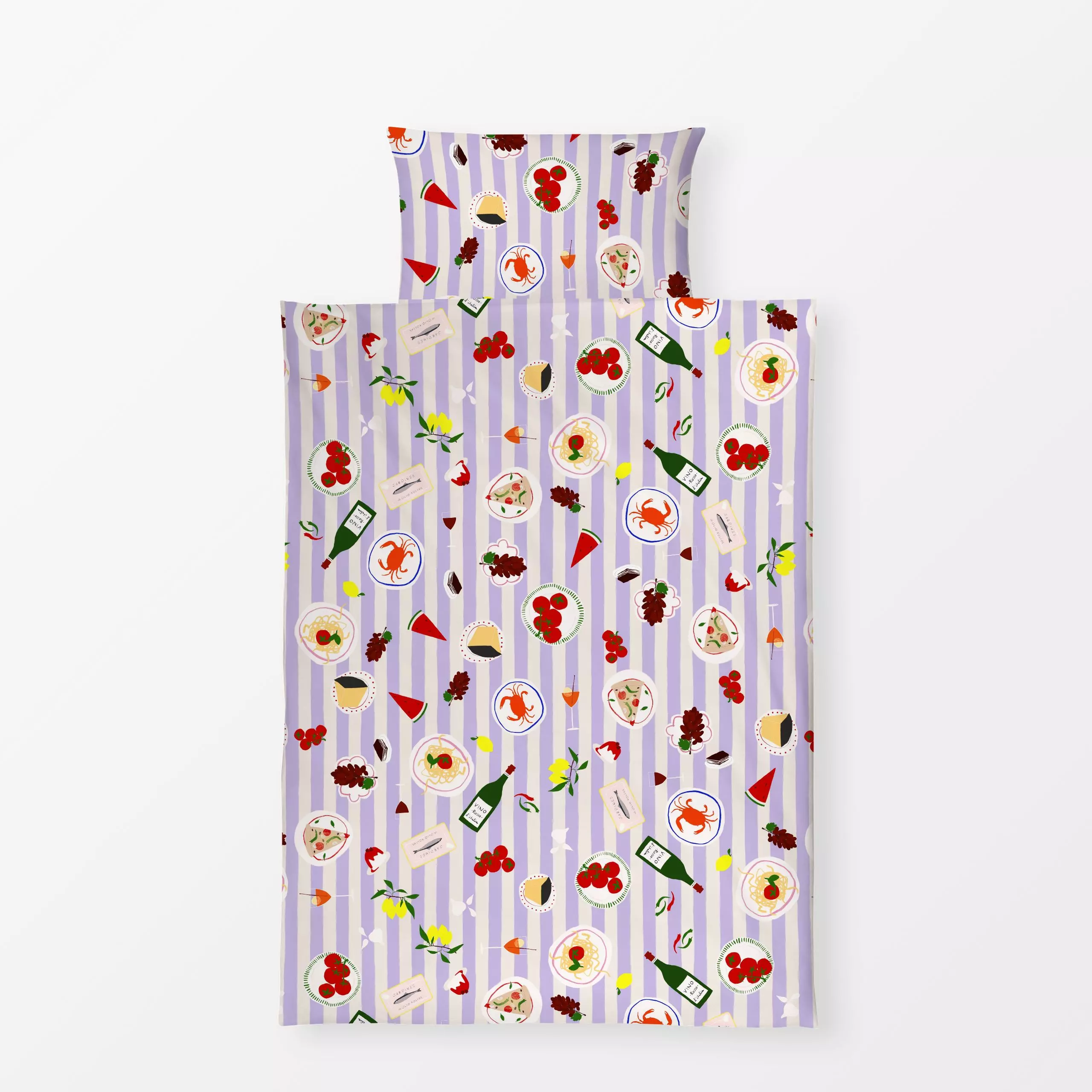 Bettwäsche Tischszene Streifen Flieder - Küche, Essen & Trinken - von „Sophie Augustin Illustration"; Illustration, Streifen...