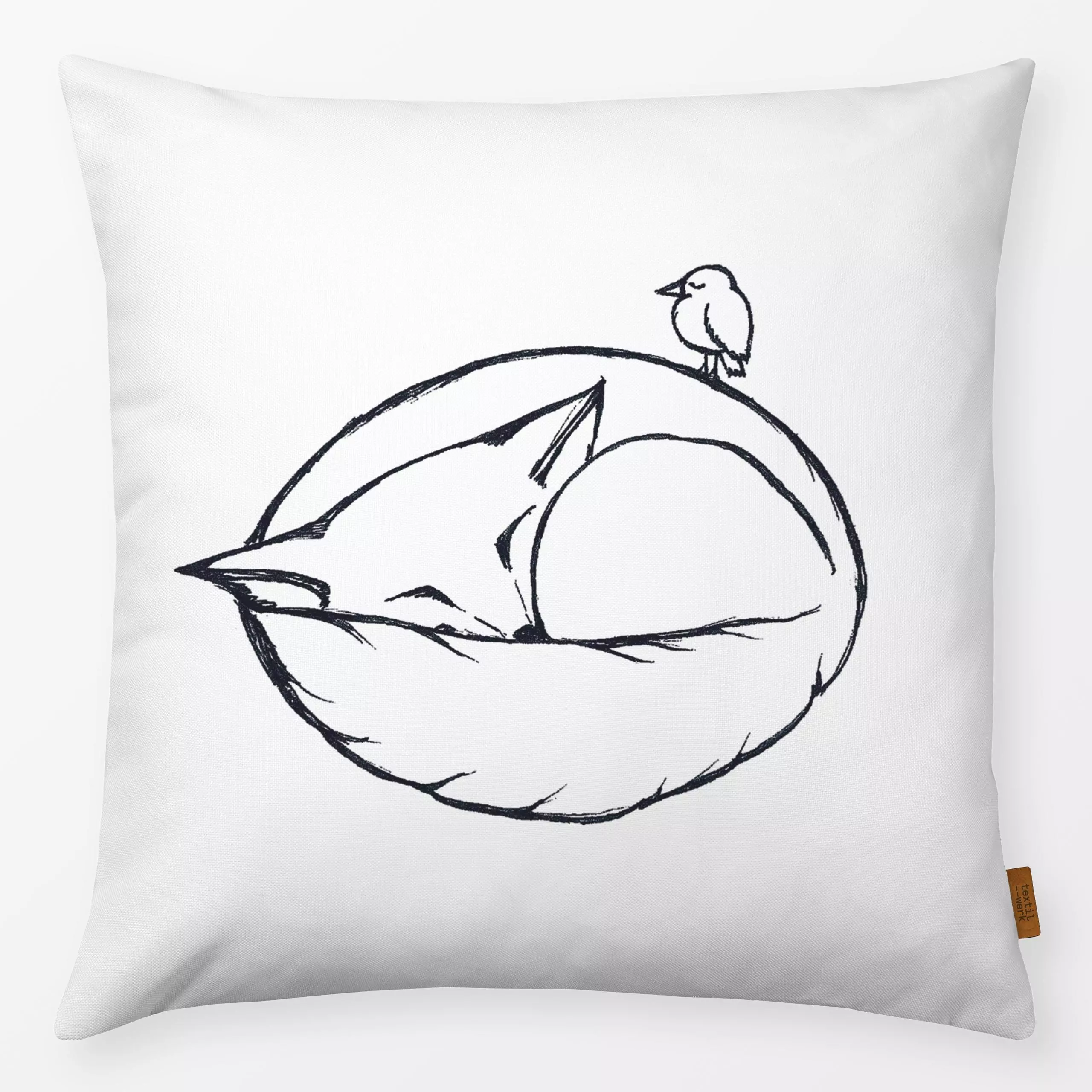 Kissen Schlafender Fuchs - Tiere - von „LIGARTI Tiermanufaktur"; Natur, Illustration, Wald, Fuchs, Vogel, Tiere, Waldtiere, ...