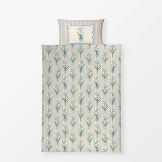 Bettwäsche Schneeglöckchen grau beige