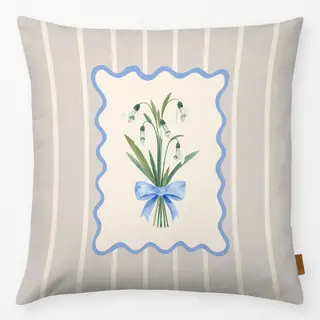 Kissen Schneeglöckchen grau beige