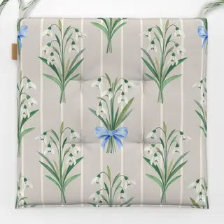 Sitzkissen Schneeglöckchen grau beige
