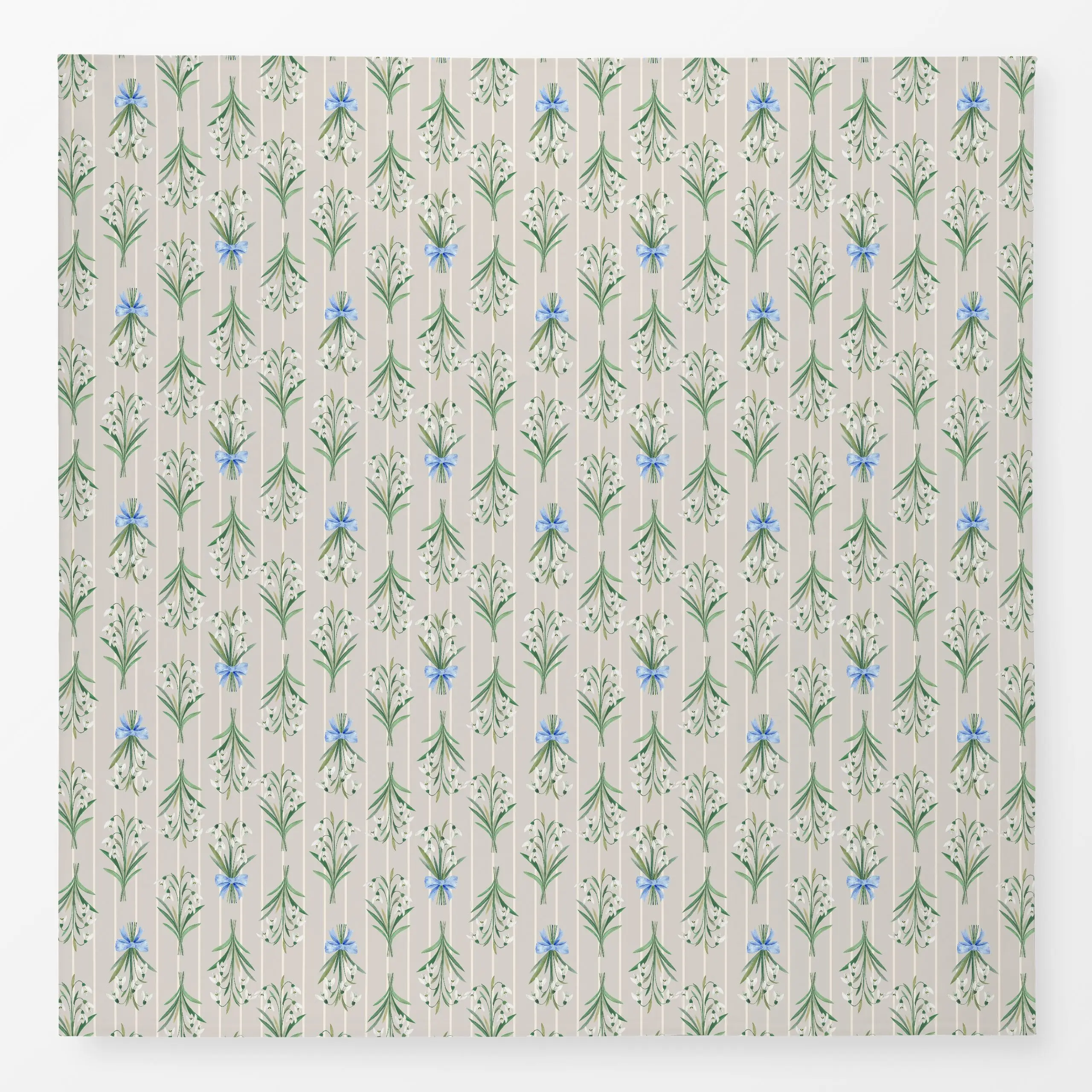 Tischdecke Schneeglöckchen grau beige, Blumen, gemustert, fürs Kinderzimmer, Frühling, von Katrin Graff