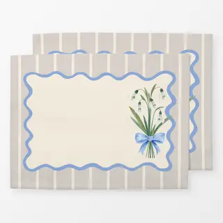Tischset Schneeglöckchen grau beige
