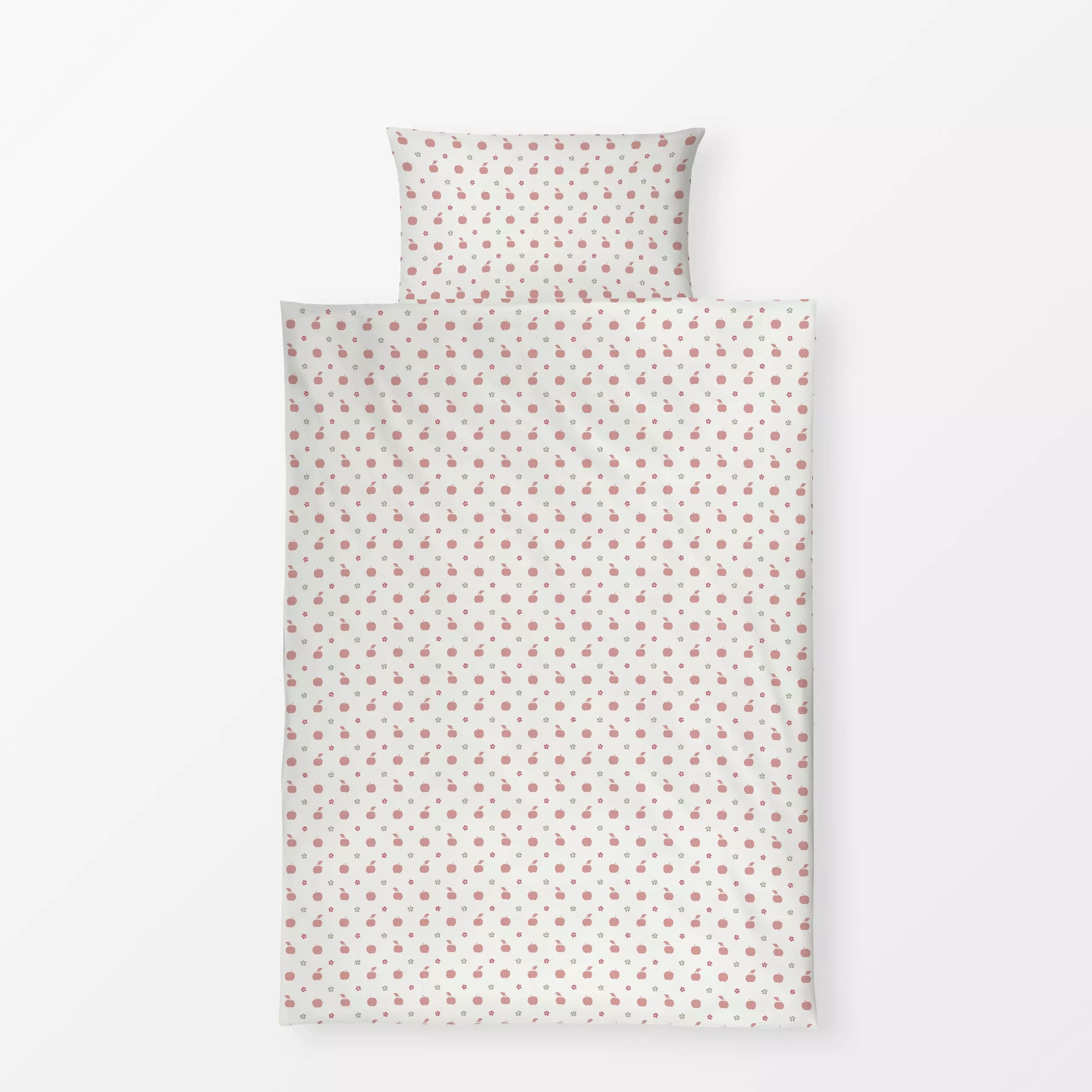 Bettwäsche Äpfelchen offwhite weiß - von „Katrin Graff"; Frucht, Obst, Natur, minimal, kleingemustert, Landhausstil, Landleb...