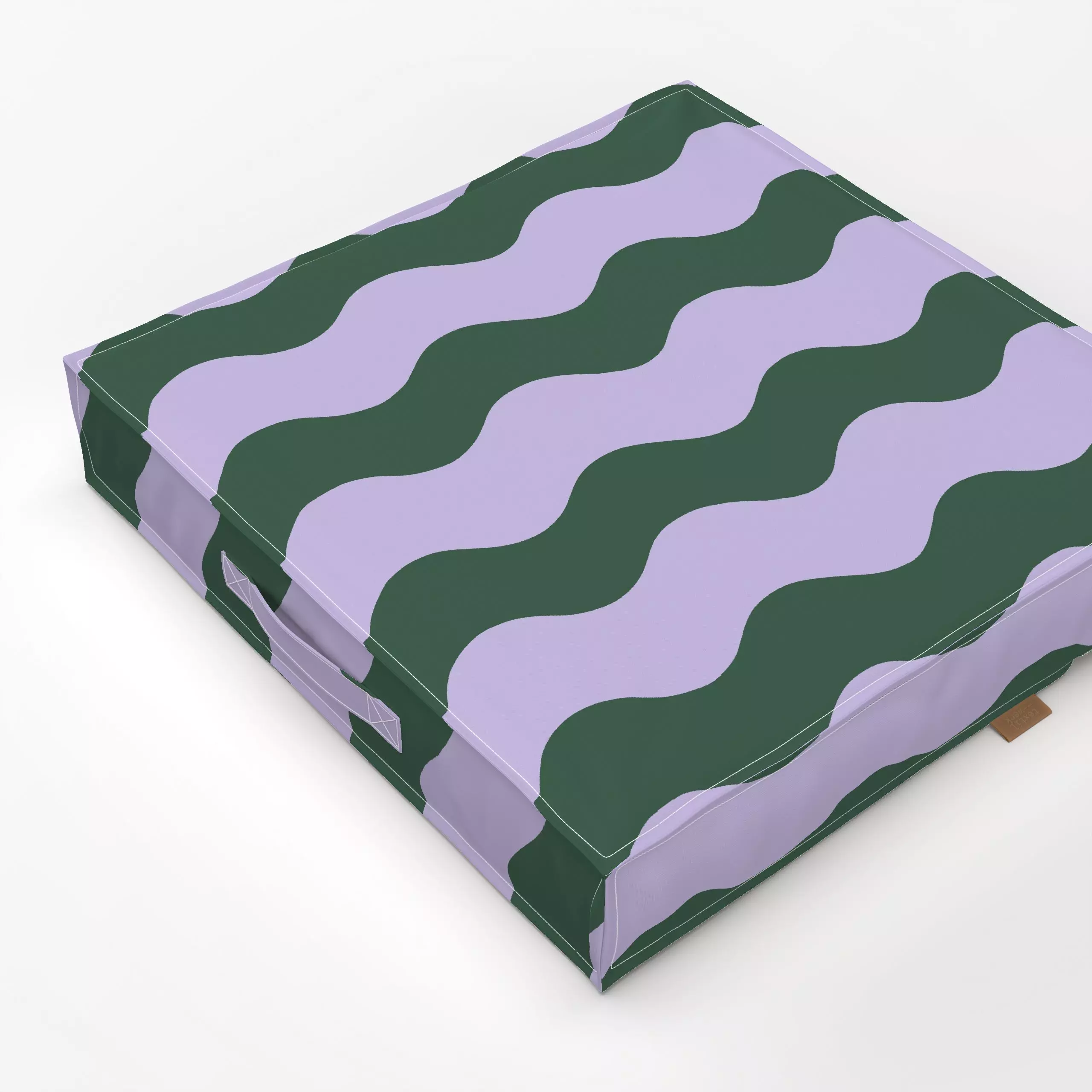 Bodenkissen Große Wellen Grün Flieder - Symbole & Muster - von „Studio Kesse“; Linien, Streifen, Sommer, wellen, lila, grun,...