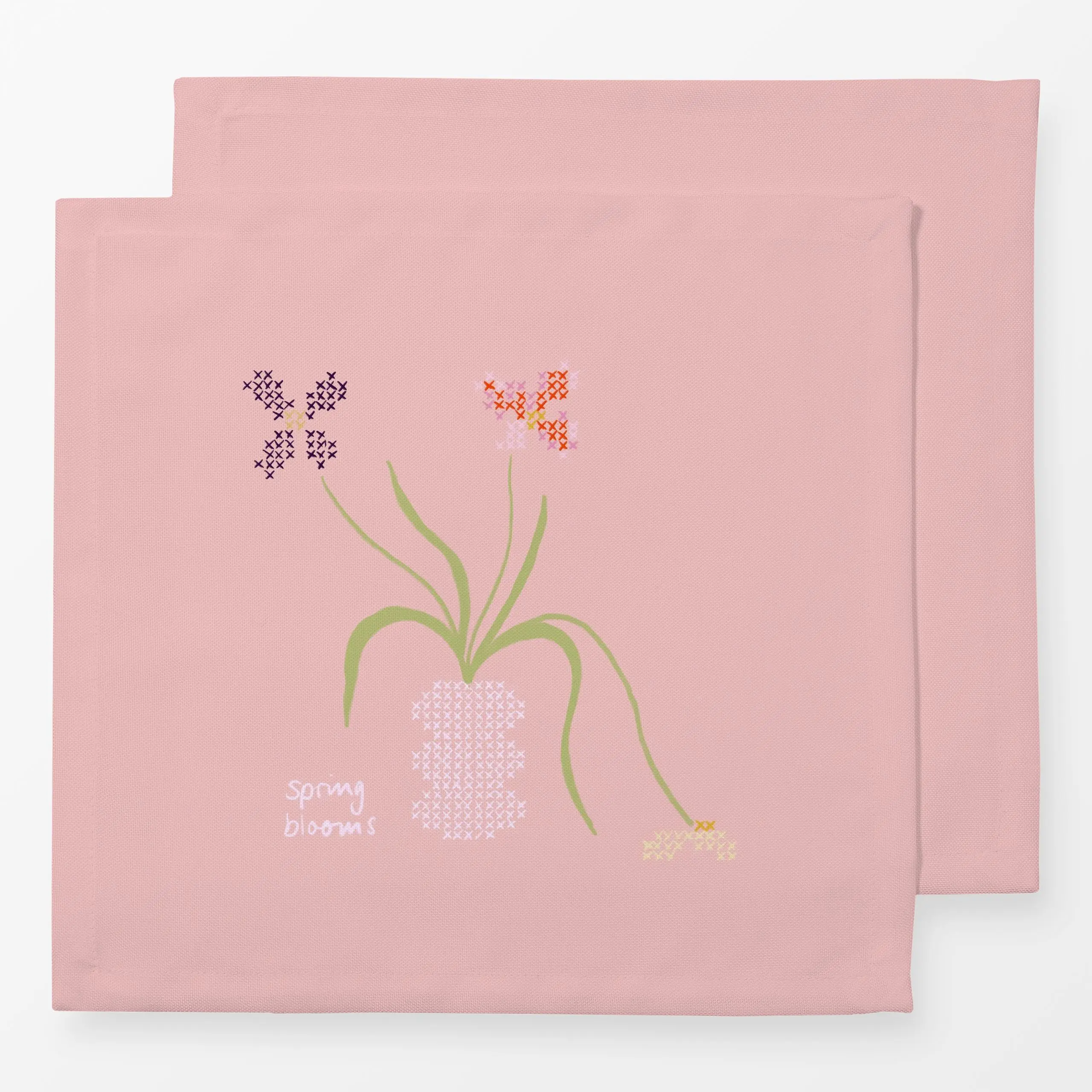 Servietten Blumenvase Kreuzstich Typo - Blumen & Florales, Frühling - von „Sophie Augustin Illustration"; typografie, Fruehl...