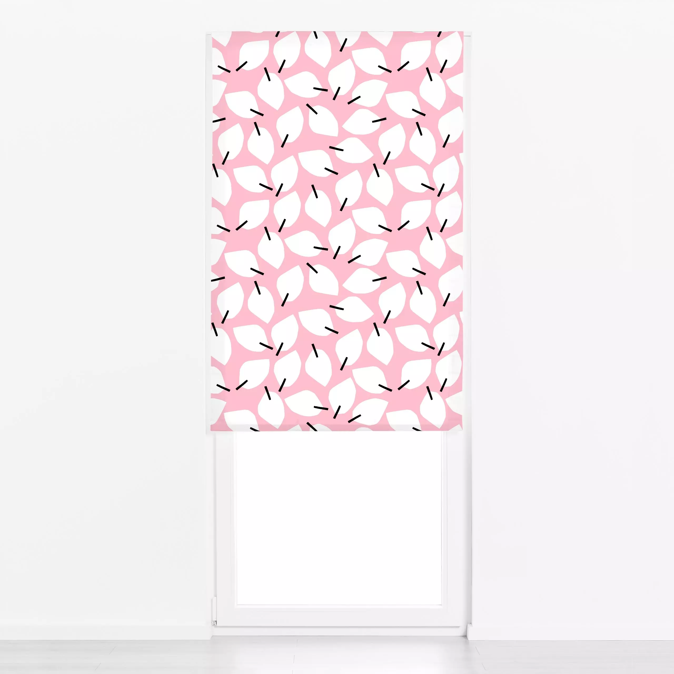 Raffrollo Abstract Leaves Rosa - Blumen & Florales, Symbole & Muster - von „Lisa Jasmin Bauer"; Muster, abstrakt, rosa, Blät...