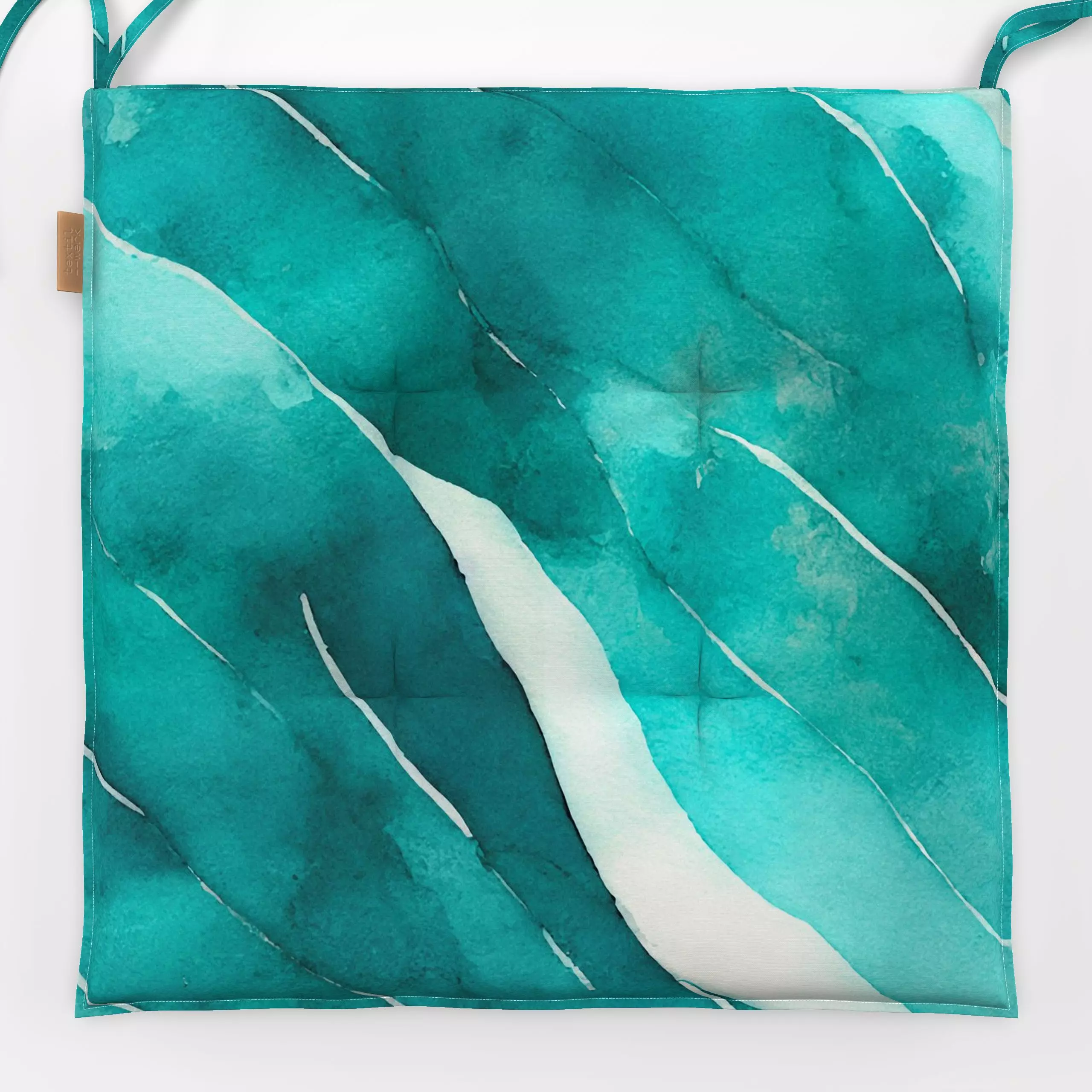 Sitzkissen Watercolor turquoise - Symbole & Muster - von „Andrea Haase"; Wasserfarben, Aquarell, frisch, diagonal, gestreift...