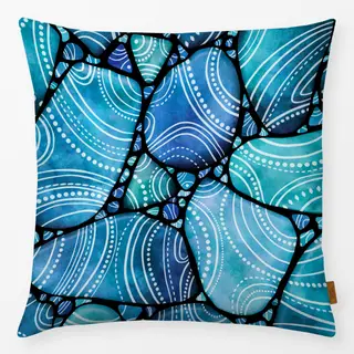 Kissen Strandglas Doodles Blau