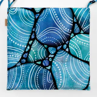 Sitzkissen Strandglas Doodles Blau