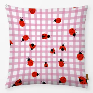 Kissen Marienkäfer Pink Kariert