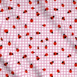 Meterware Marienkäfer Pink Kariert