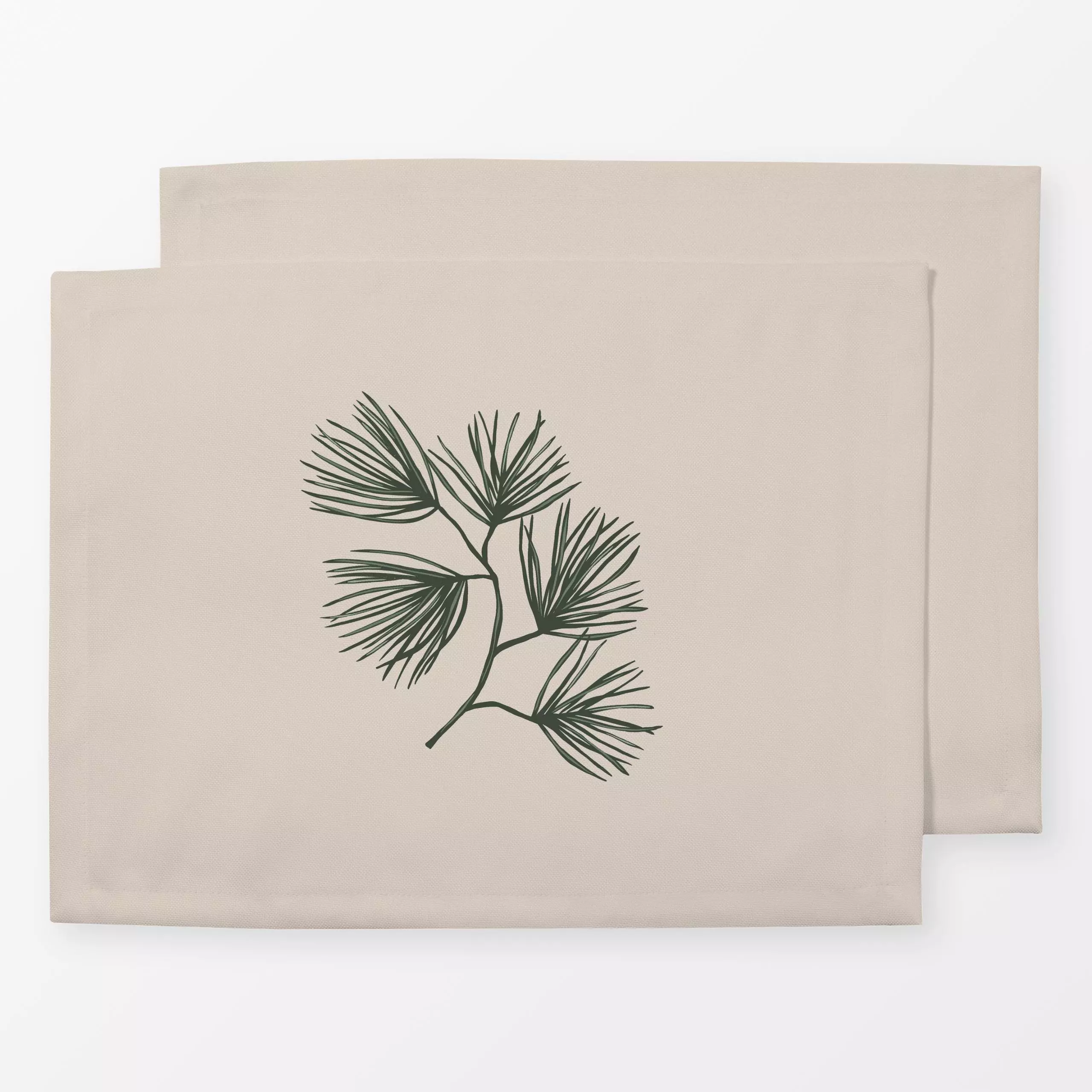 Tischset Tannenzweig beige - Weihnachten, Winter, Pflanzen & Botanik - von „Studio Kesse"; Zweig, Wald, Tannenbaum, Tannenza...