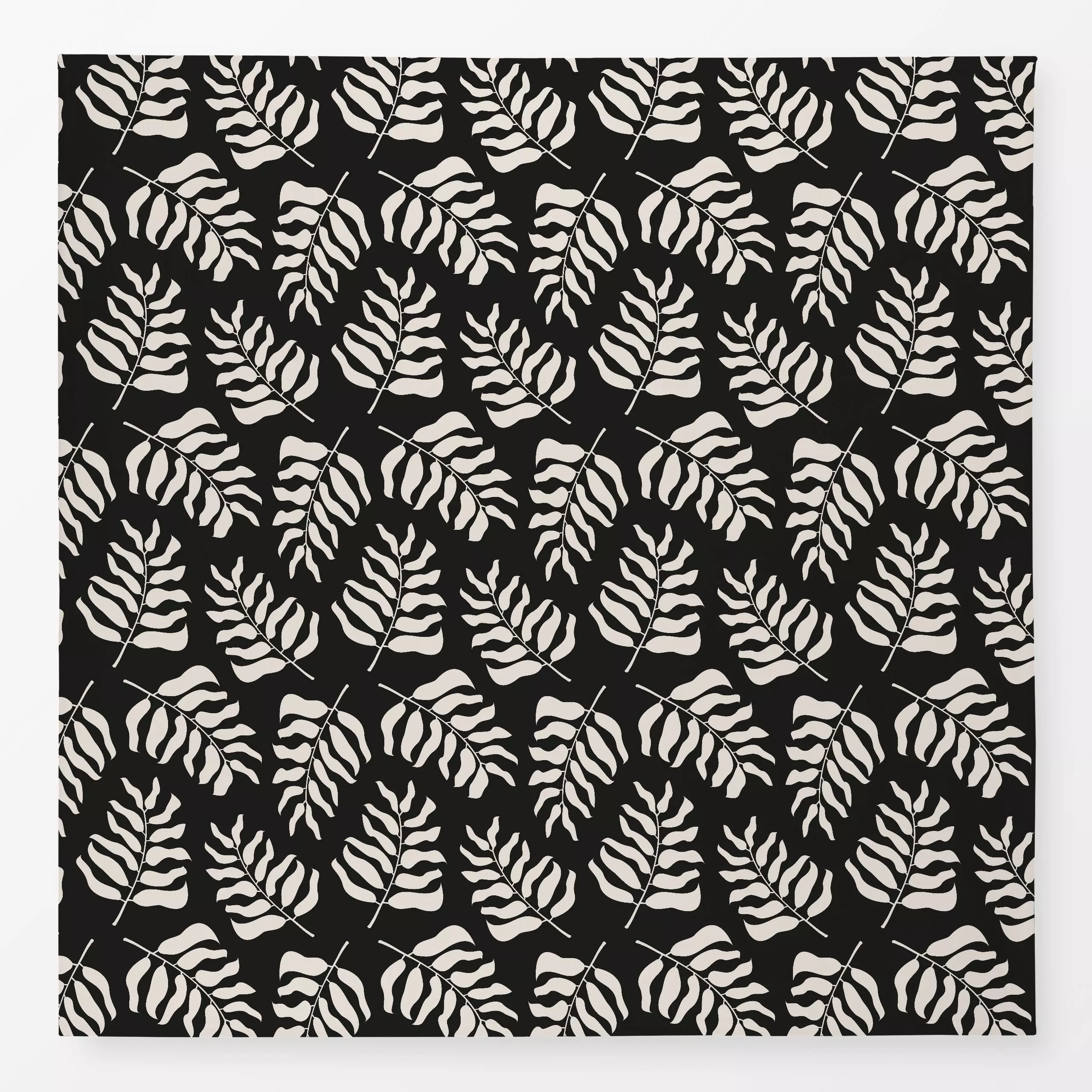 Tischdecke Boho Palm Leaves black - Sommer, Pflanzen & Botanik - von „Karen Menzenbach"; schwarz, Blatt, Blätter, Pflanzen, ...