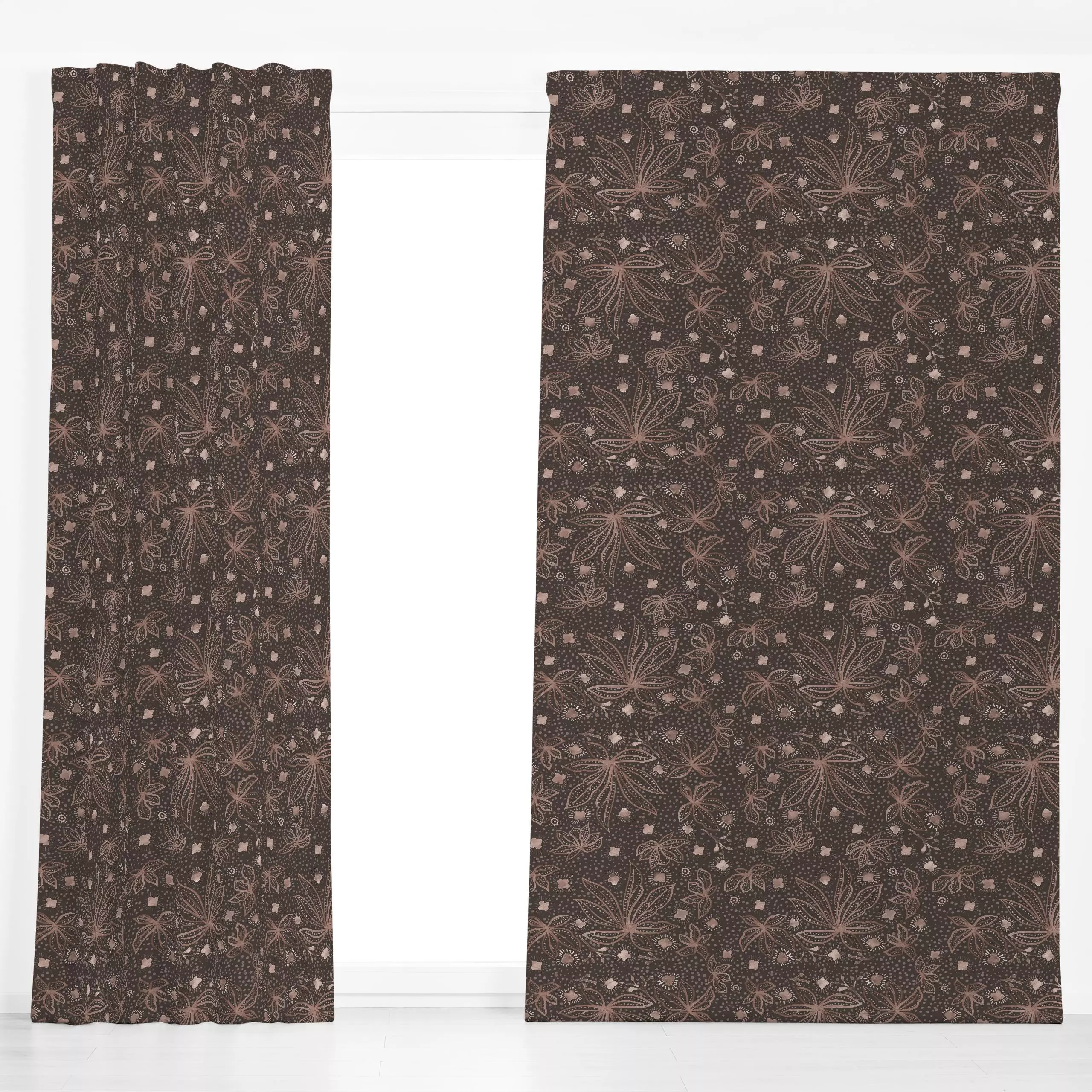 Dekovorhang Retro Batik Flowers - Blumen & Florales, Pflanzen & Botanik, Retro & Vintage - von „Bloomery Decor“; Retro, mode...