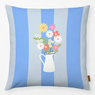 Kissen Strauß in Milchkanne Streifen