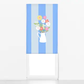 Raffrollo Strauß in Milchkanne Streifen